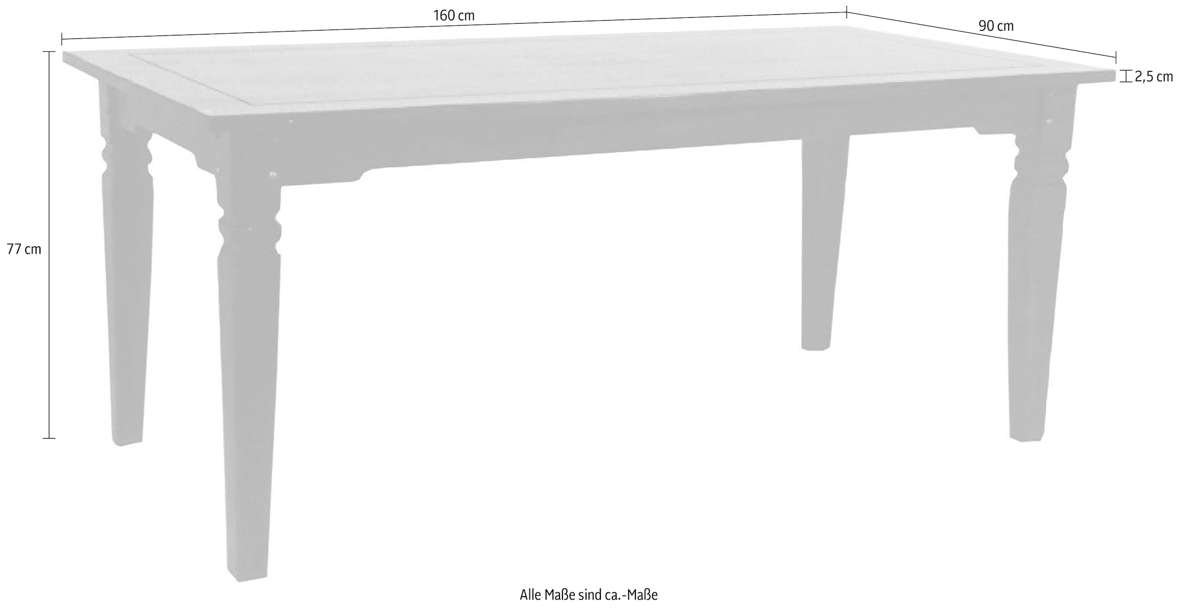 SIT Table de salle à manger »Riposto 160 x 90 cm aus massiver Akazie im Lodge-Stil« Table en bois massif avec finition antique et place pour jusqu'à 6 chaises