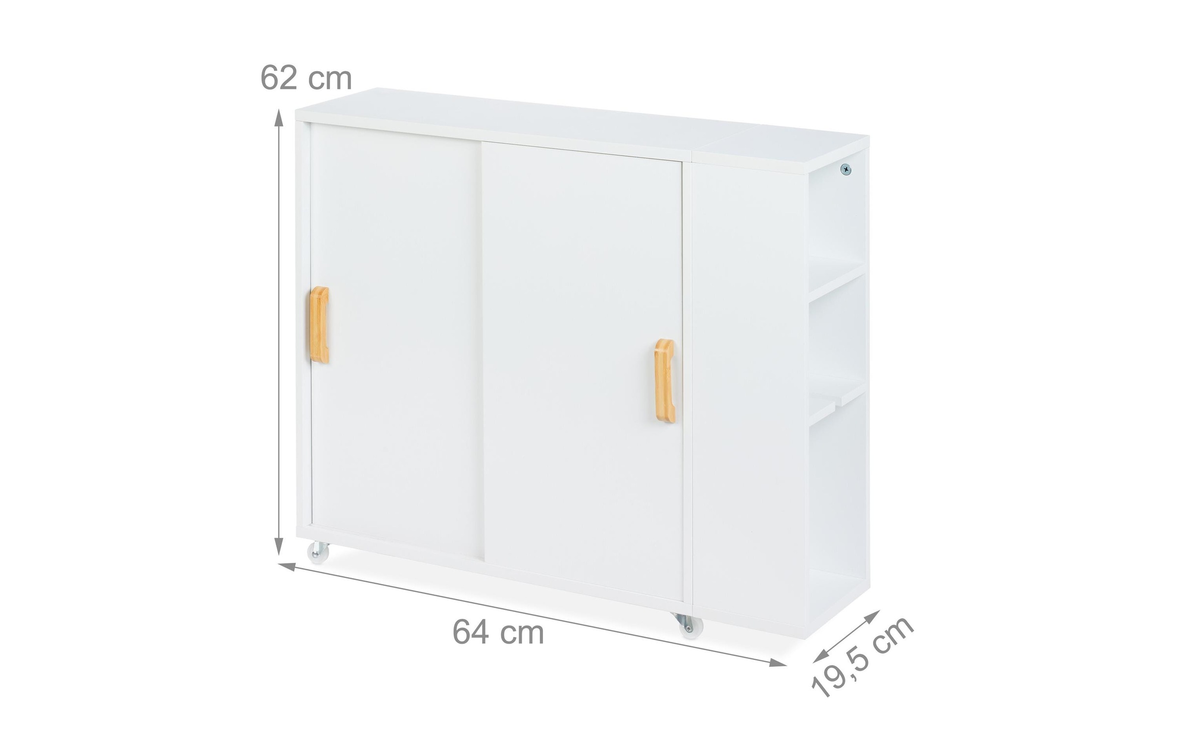 Relaxdays - Armoire étroite salle de bain, 4 compartiments, porte-brosse wc, HxLxP : 62 x 19,5 x 64 cm, mdf, bambou, blanc