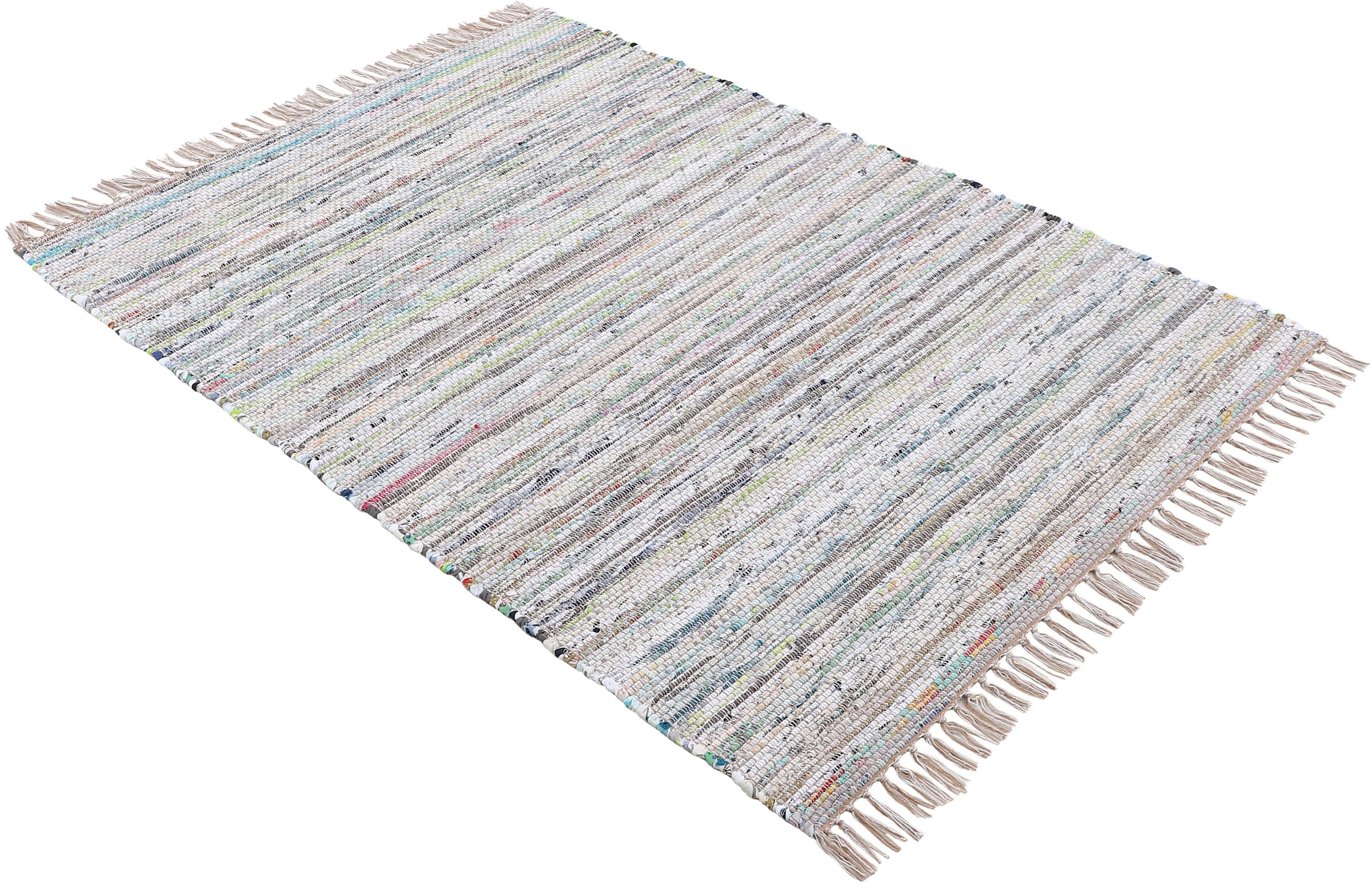carpetfine Teppich »Kelim Chindi, Wendeteppich«, rechteckig, 6 mm Höhe, handgewebt, Fleckerlteppich mit Fransen, auch vielen in Läufergrössen