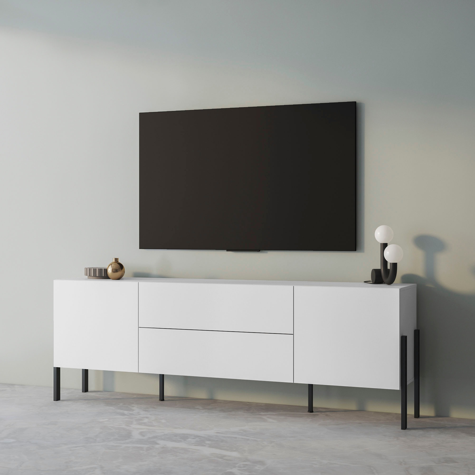 Image of GOODproduct Lowboard "Jukon,Breite 200 cm, moderne grifflose TV-Kommode,2 Türen/2 Schubladen" TV-Schrank mit viel Stauraum, TV-Board, push-to-open-Funktion