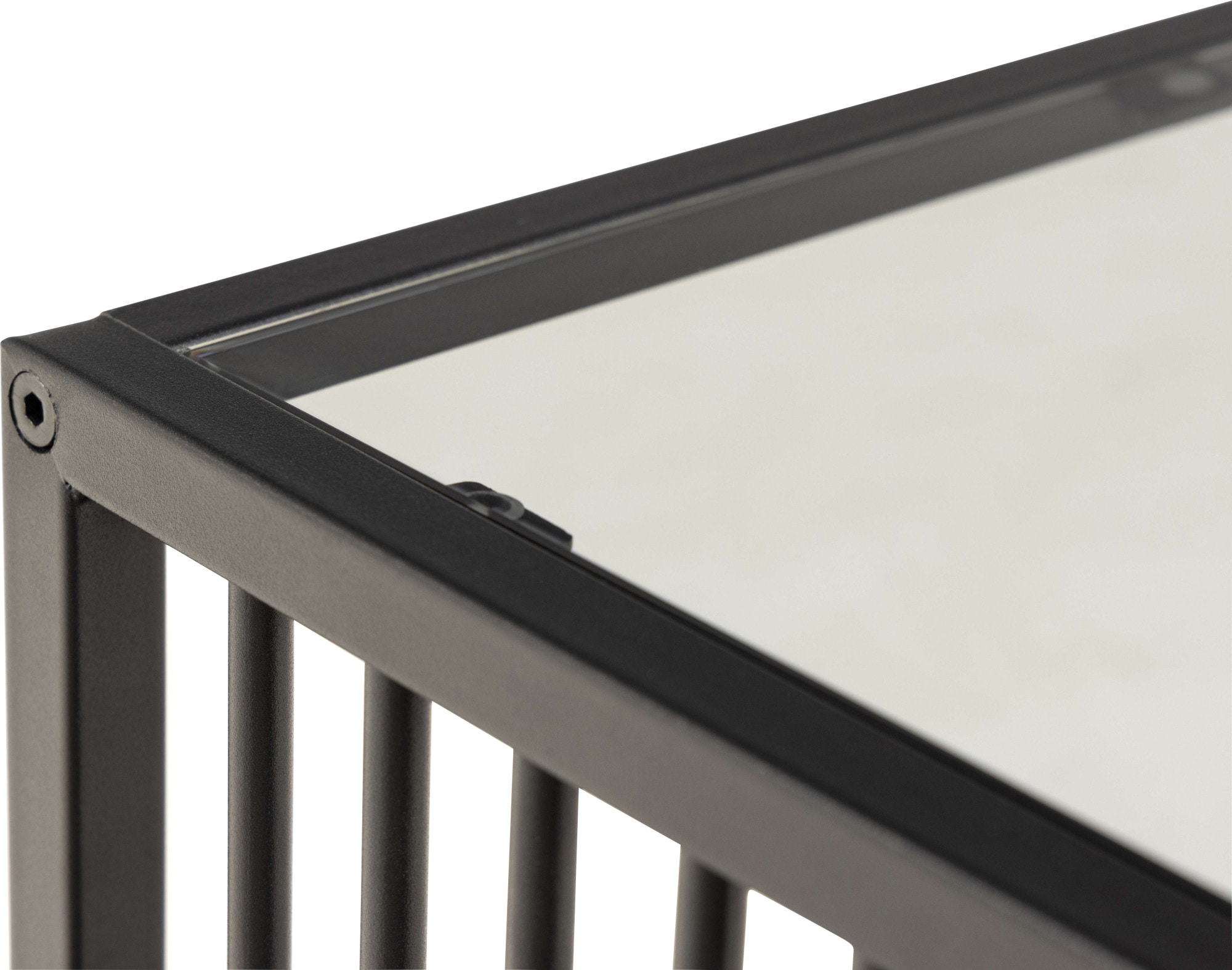 ACTONA GROUP »Strington, robuster Ecktisch im skandinavischem Design, robust« Ecktisch, Glas, pflegeleicht, vertikalen Metalllamellen, H: 63 cm