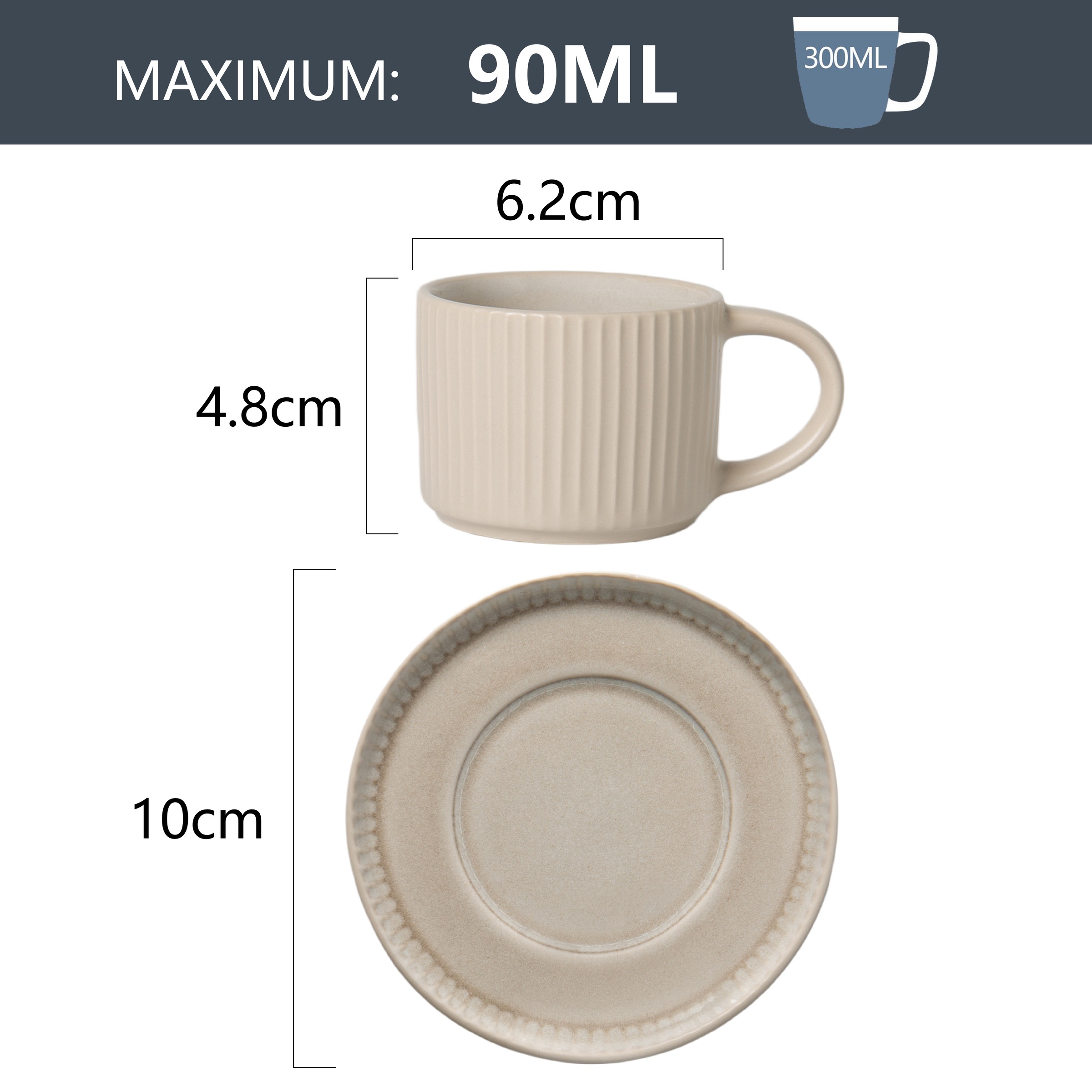 GOODproduct Tasse à expresso »Ylvii, 12er Set, bestehend aus 6 Tassen + 6 Untertassen« für 6 Personen, spülmaschinenfest und mikrowellengeeignet, 90 ml