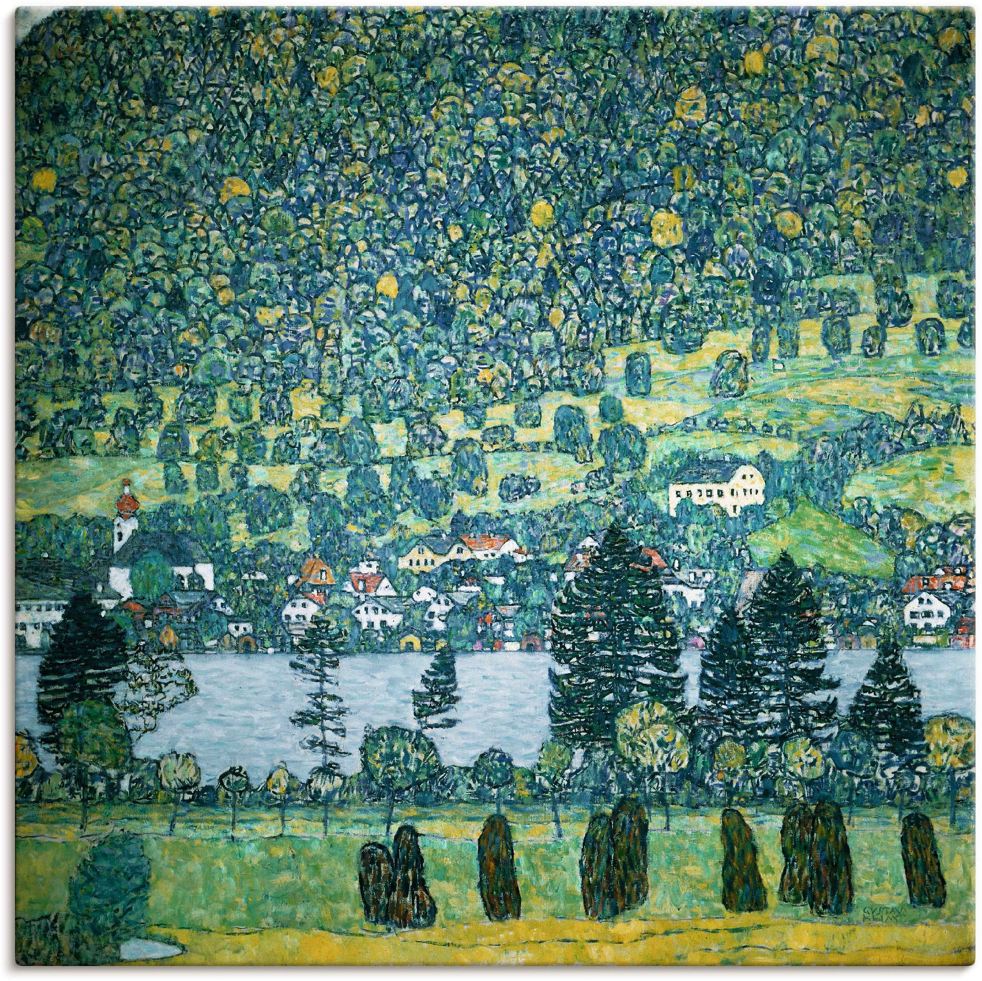 Image of Artland Leinwandbild "Waldabhang in Unterach am Attersee" Wald 1 Stk. tlg. auf Holzrahmen gespannt