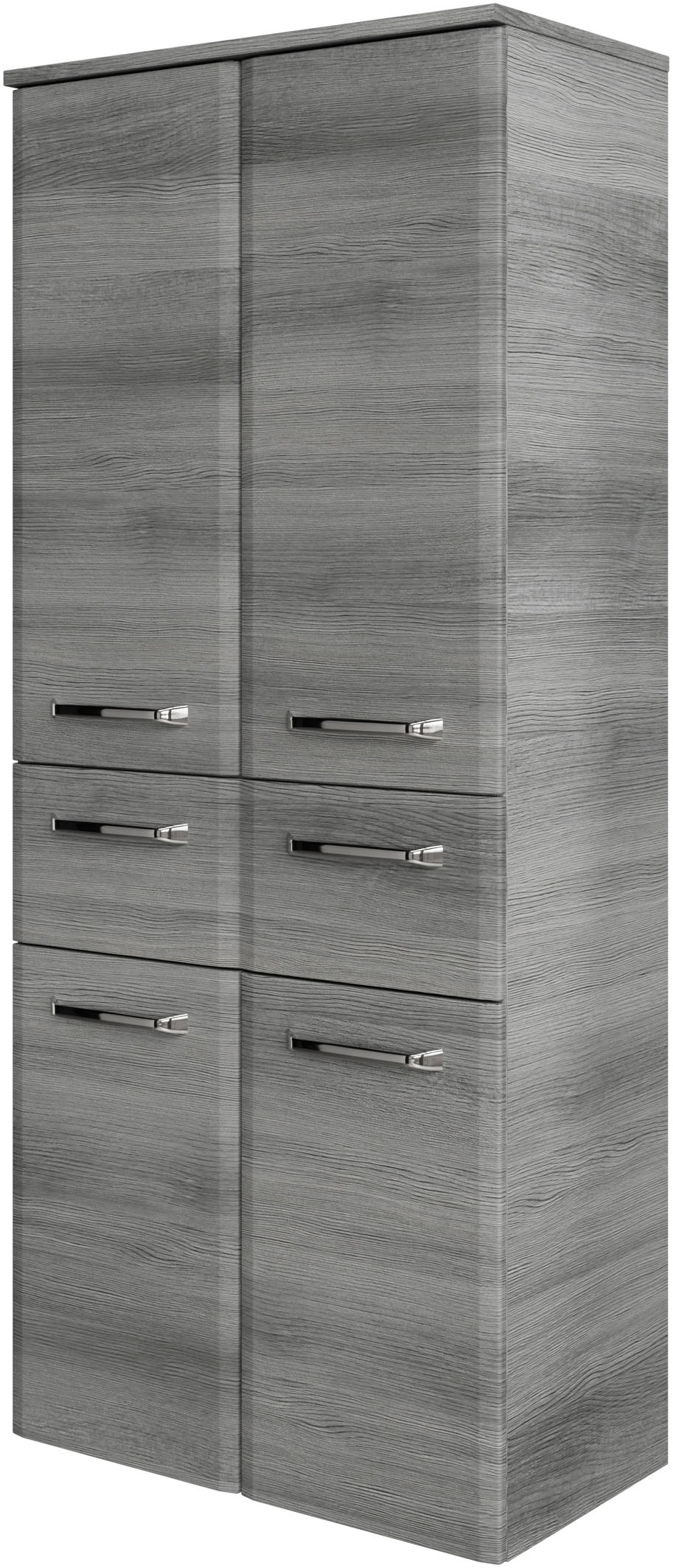 Image of Saphir Midischrank "Quickset Badschrank 60 cm breit, 141 cm hoch mit 4 Türen" Badezimmer-Midischrank inkl. Türdämpfer, Griffe in Chrom glänzend