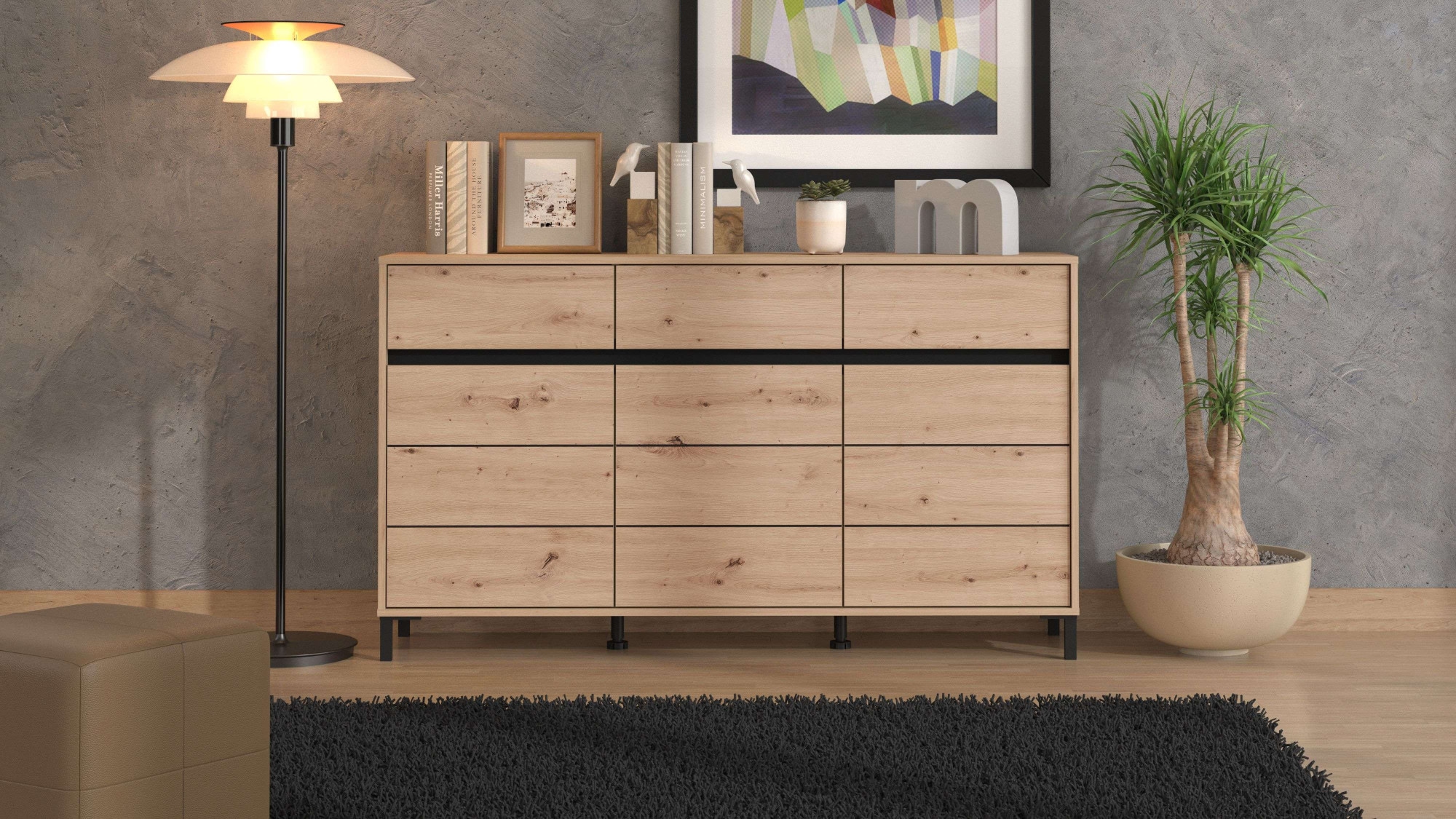 INOSIGN Sideboard »Marron, Kommode, vielseitig einsetzbar«, Breite/Höhe 157/90 cm, mit 3 Schubladen, 2 Fächer hinter jeder Tür