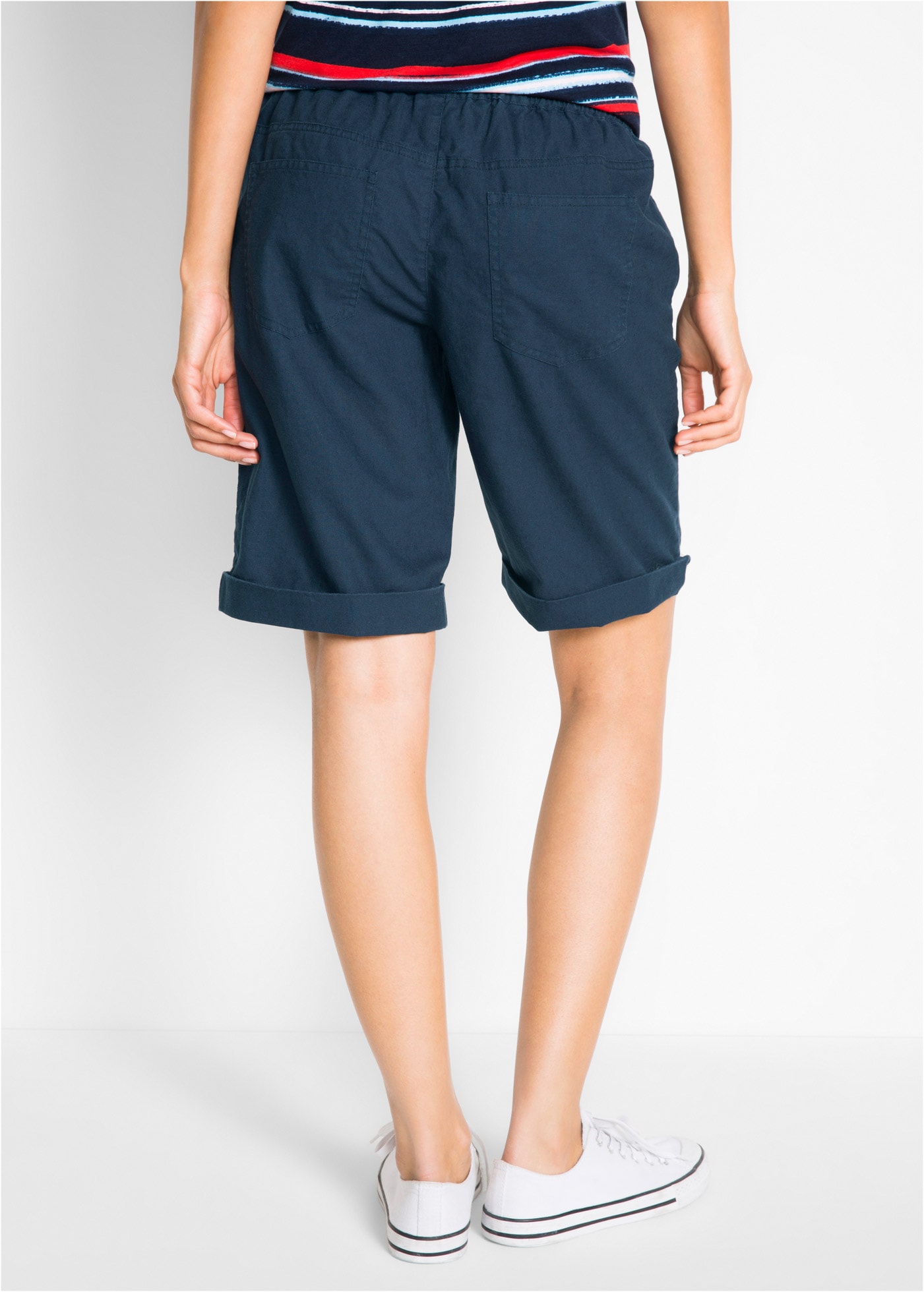 bonprix Bermuda  im sommerlichen Leinen-Mix, mit elastischer Bund mit Bindeband
