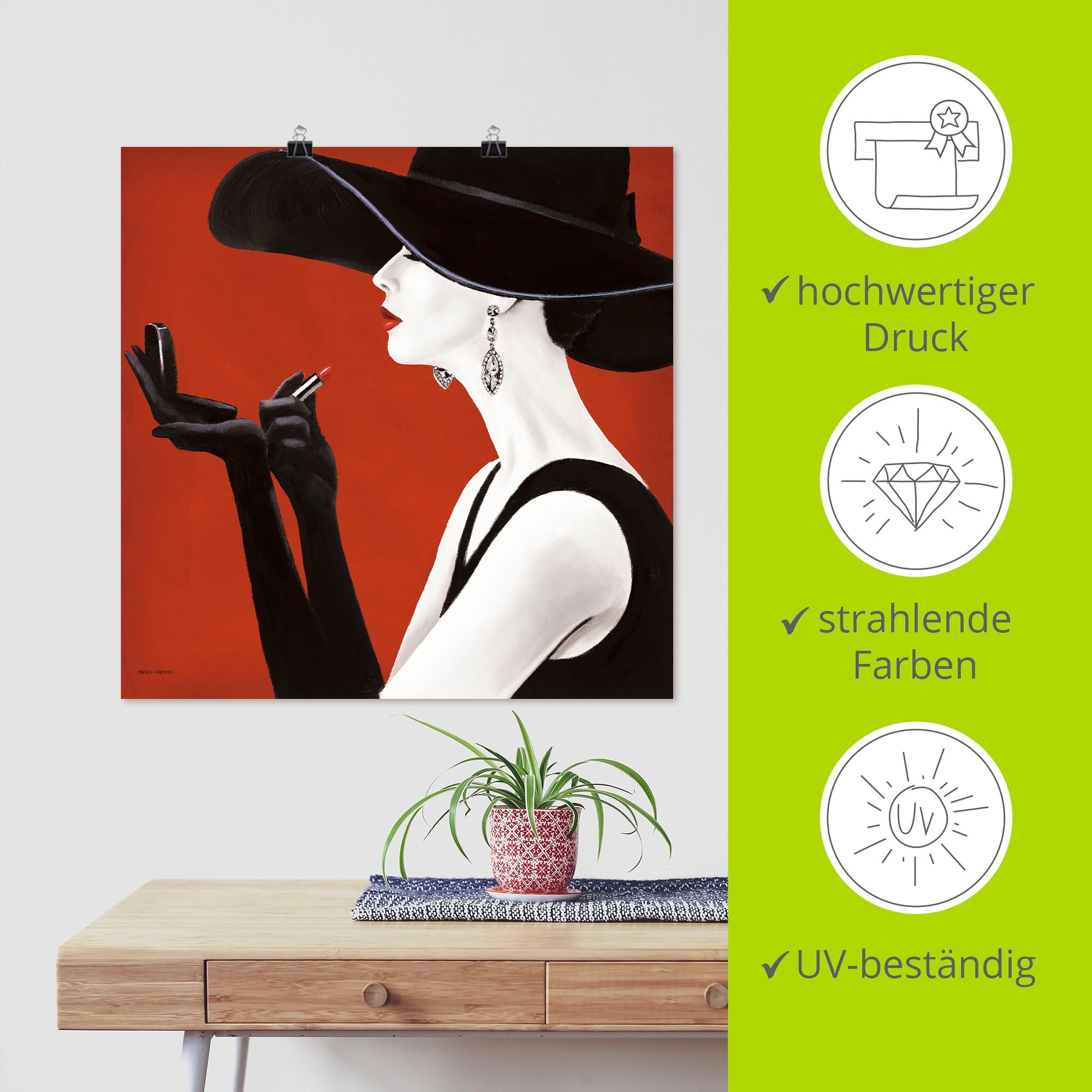 Artland Wandbild »Hut ab II«, Frau, (1 St.), als Leinwandbild, Poster, Wandaufkleber in verschied. Grössen