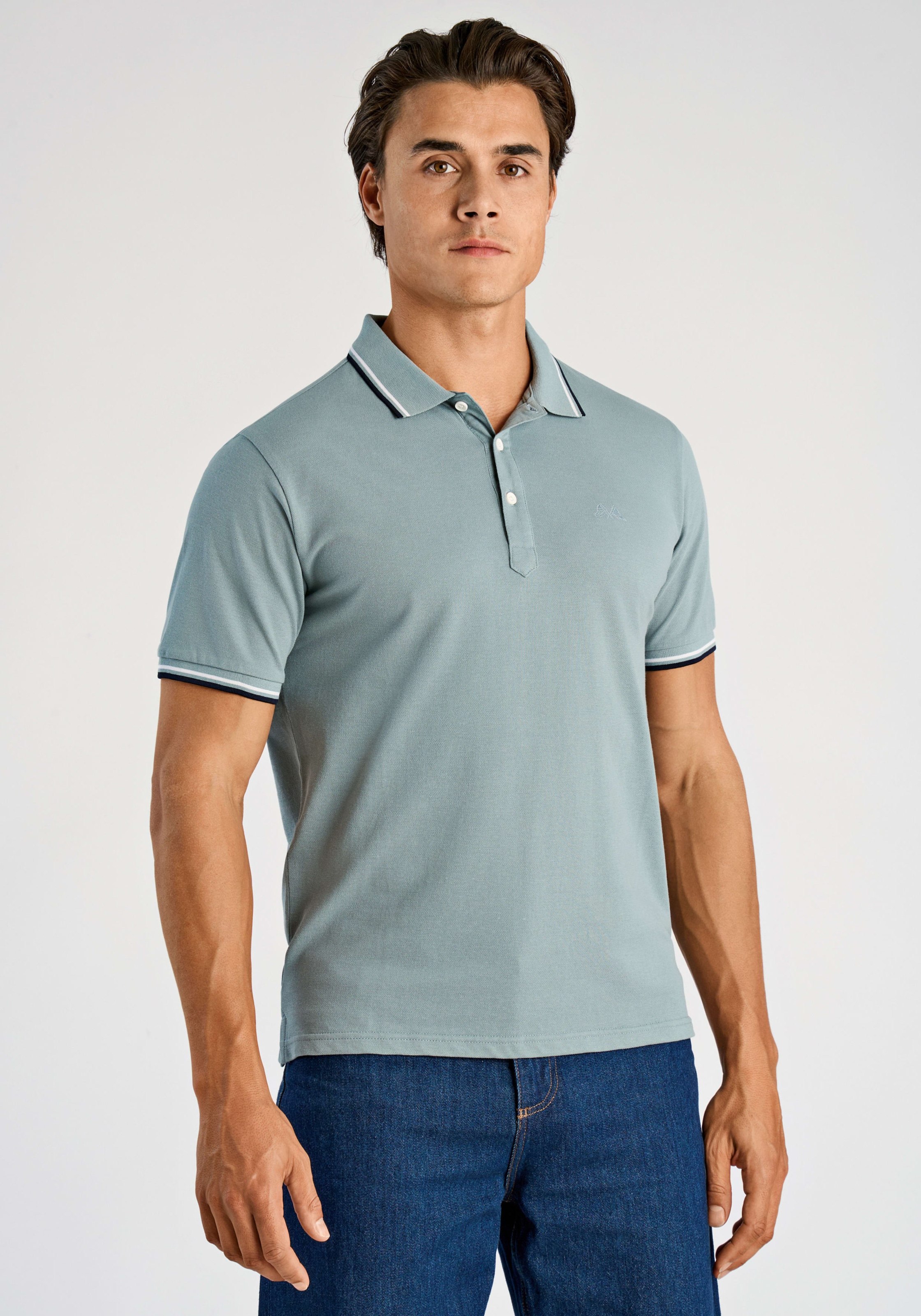 Image of LINDBERGH Poloshirt mit Logo-Stickerei und abgesetzten Bündchen