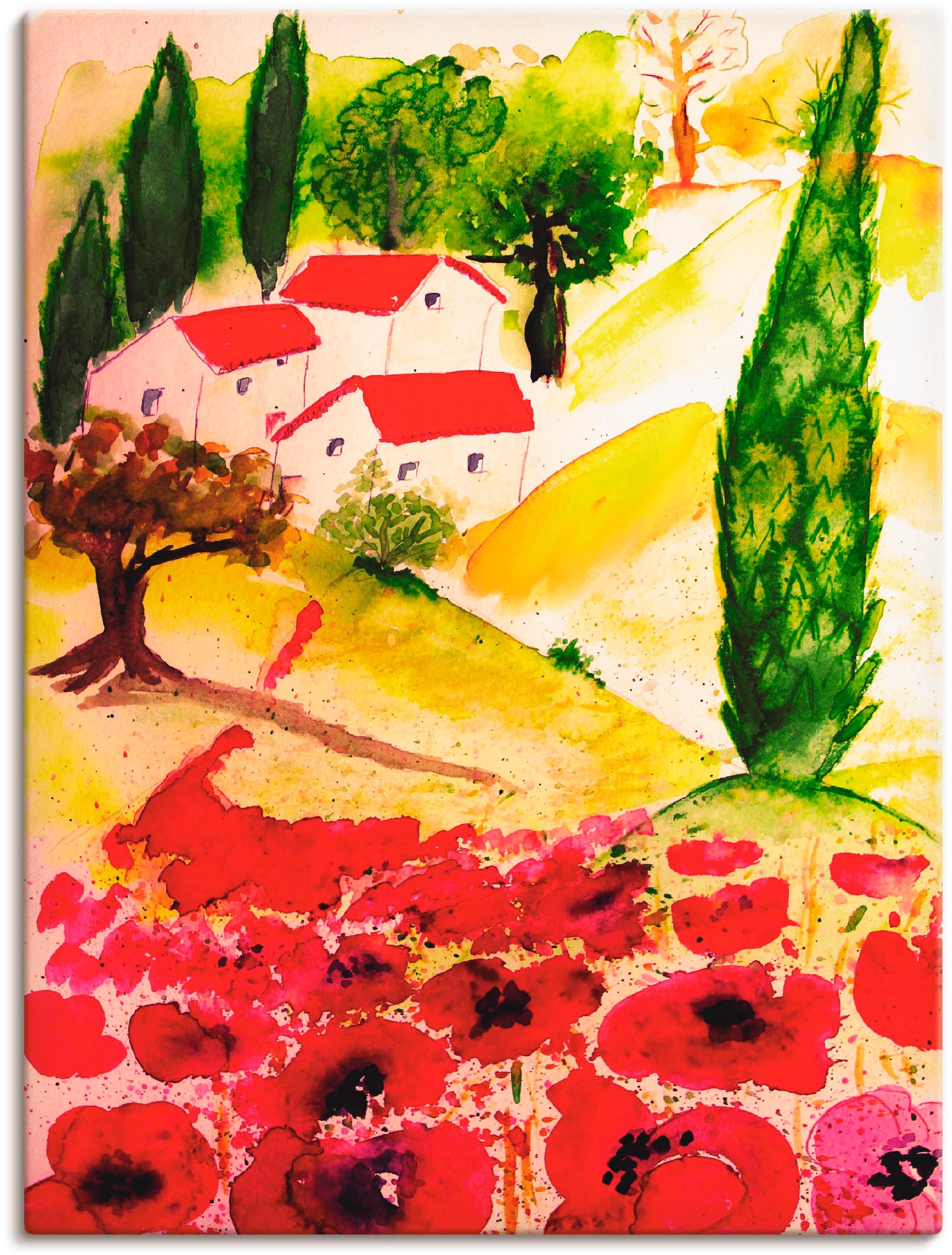 Image of Artland Leinwandbild "Sommer in der Toskana" Europa 1 Stk. tlg. auf Holzrahmen gespannt