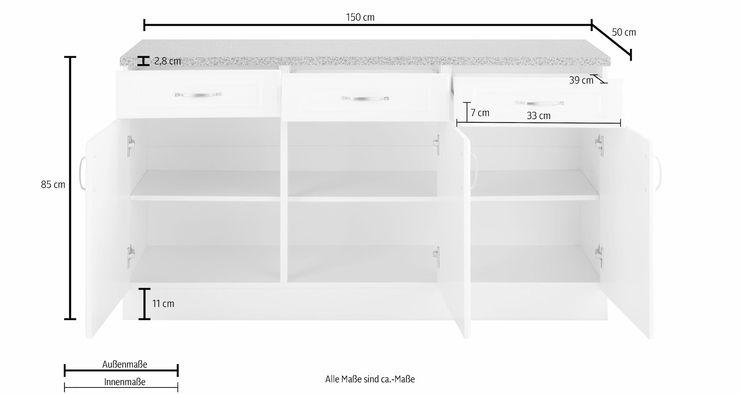 ♕ wiho Küchen Unterschrank »Linz«, 150 cm versandkostenfrei breit auf