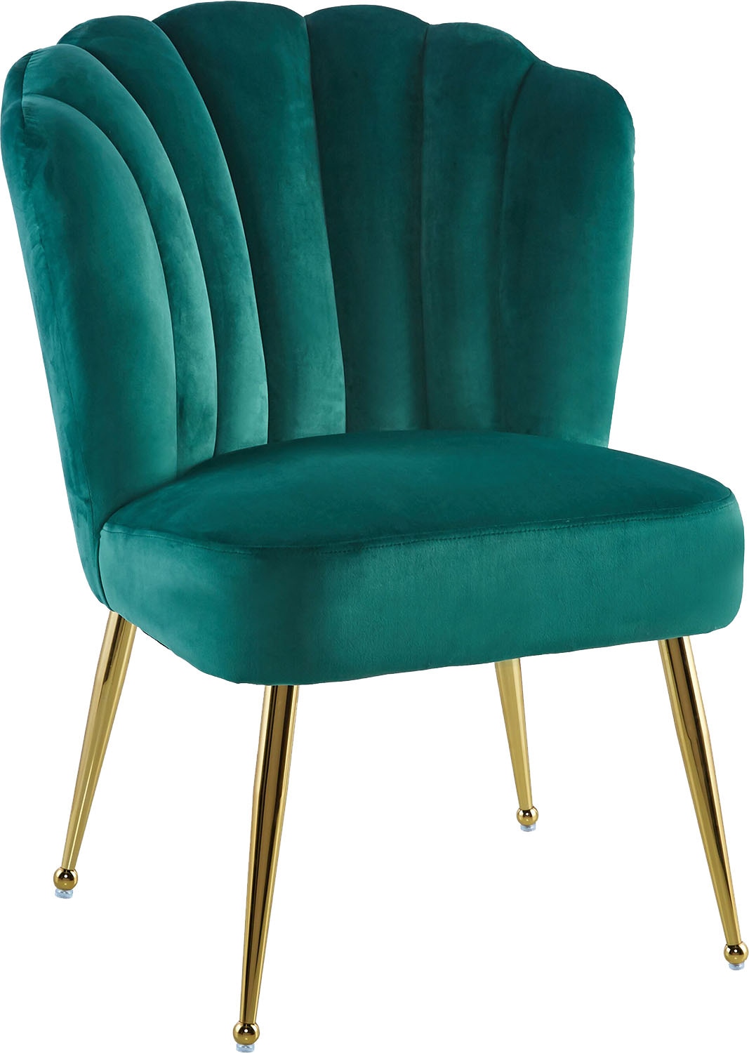 Image of Kayoom Polsterstuhl "Stuhl Lalie 125, Rückenlehne im Retro-Stil, ausgefallene Rückenlehne" () 1 Stk.Rückenlehne in Muschel-Design, Samtbezug, goldene Metallbeine