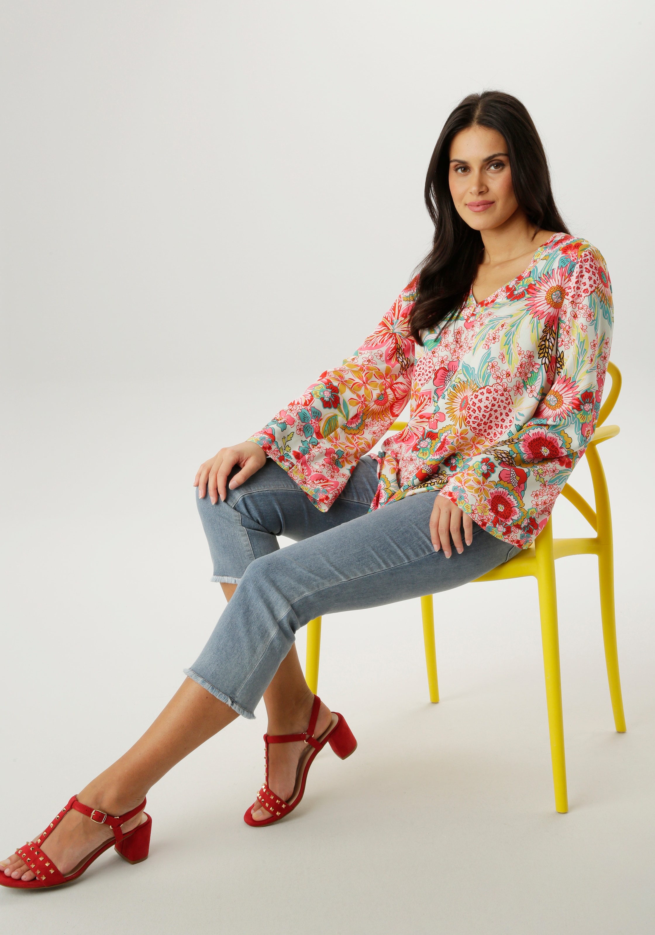 Aniston SELECTED Schlupfbluse mit langen, weit ausgestellten Trompetenärmeln - NEUE KOLLEKTION