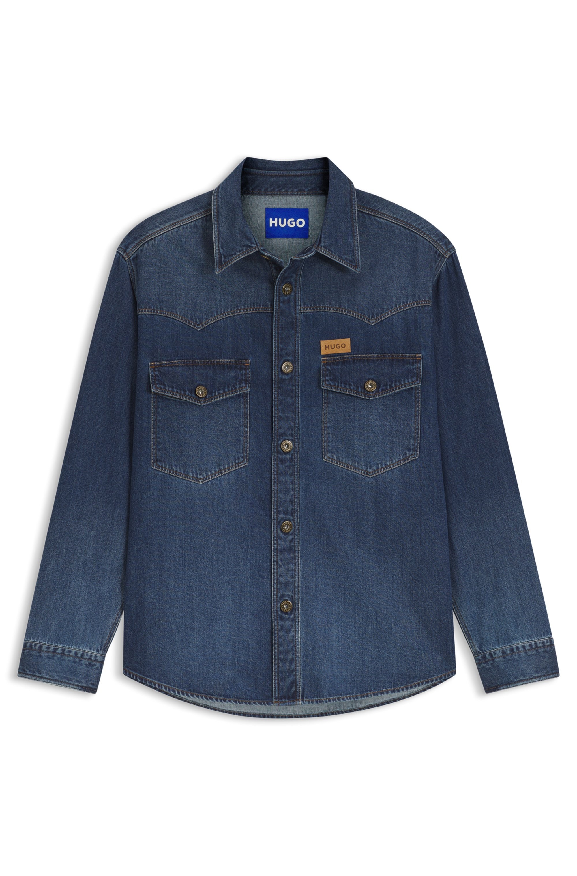 HUGO Chemise en jean »Ebant« coupe oversize, coton pur