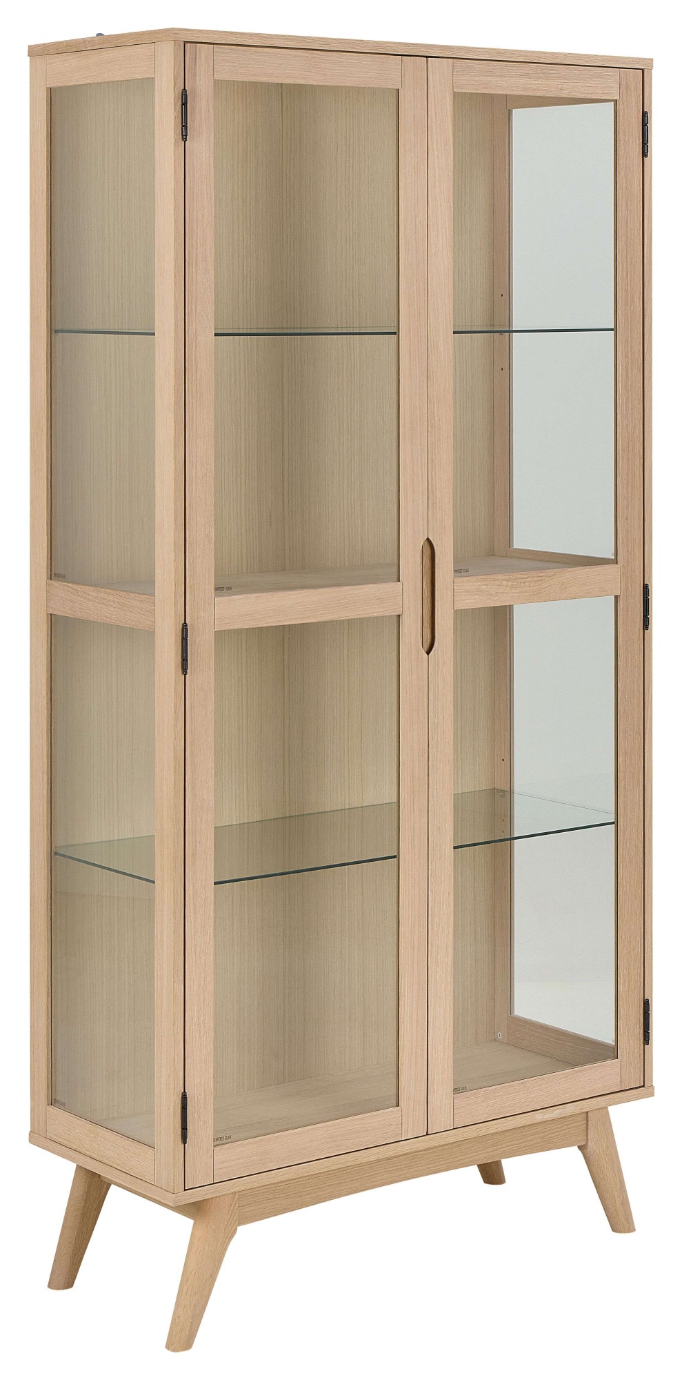 Image of ACTONA GROUP Vitrine "Marte" ölbehandeltes Eiche Furnier, 2 Türen, klar Glas, 94x40x192 cm