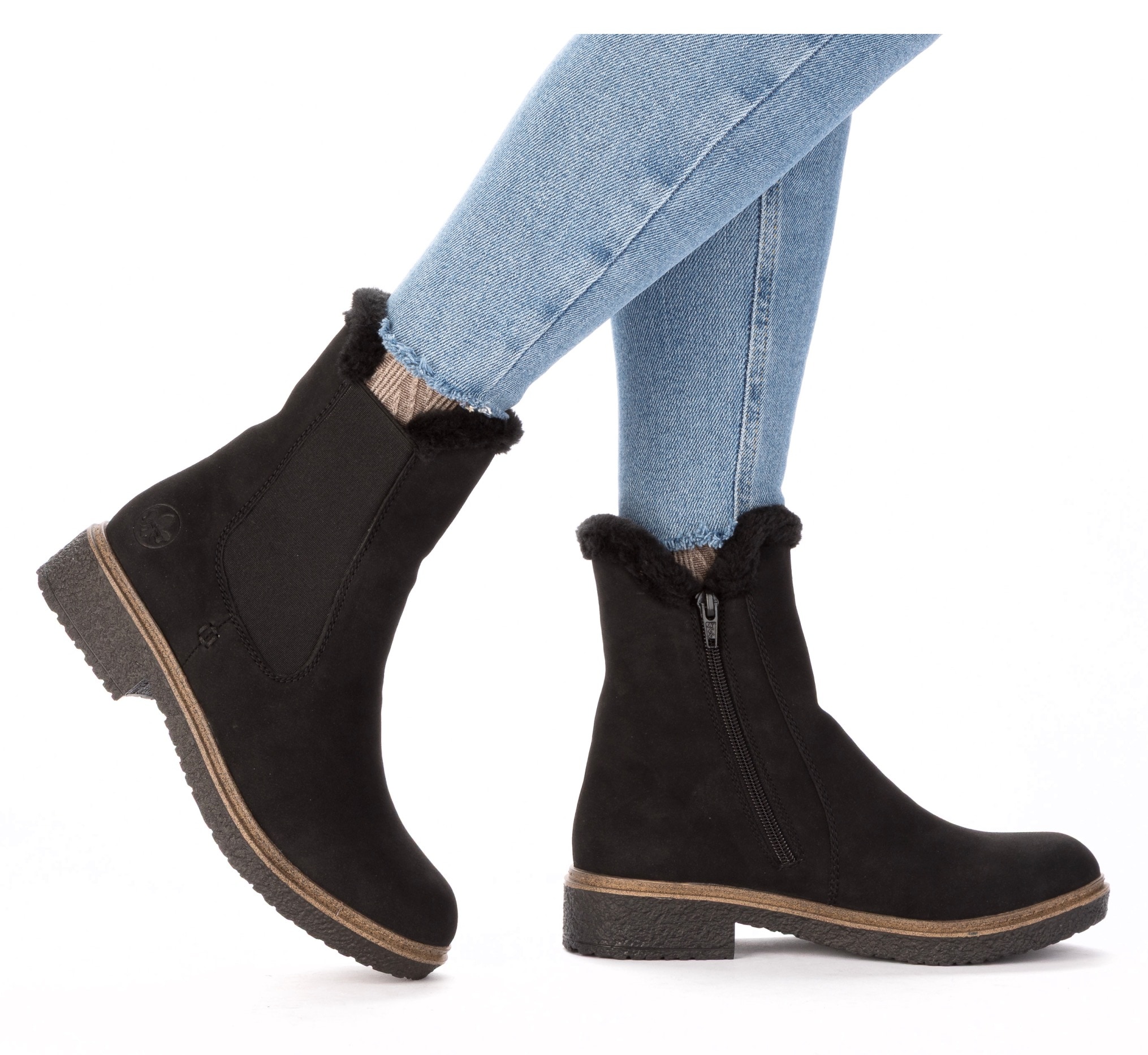 Rieker Bottes d'hiver  chelsea boots, bottines d'hiver, talon bloc, avec fermeture éclair intérieure