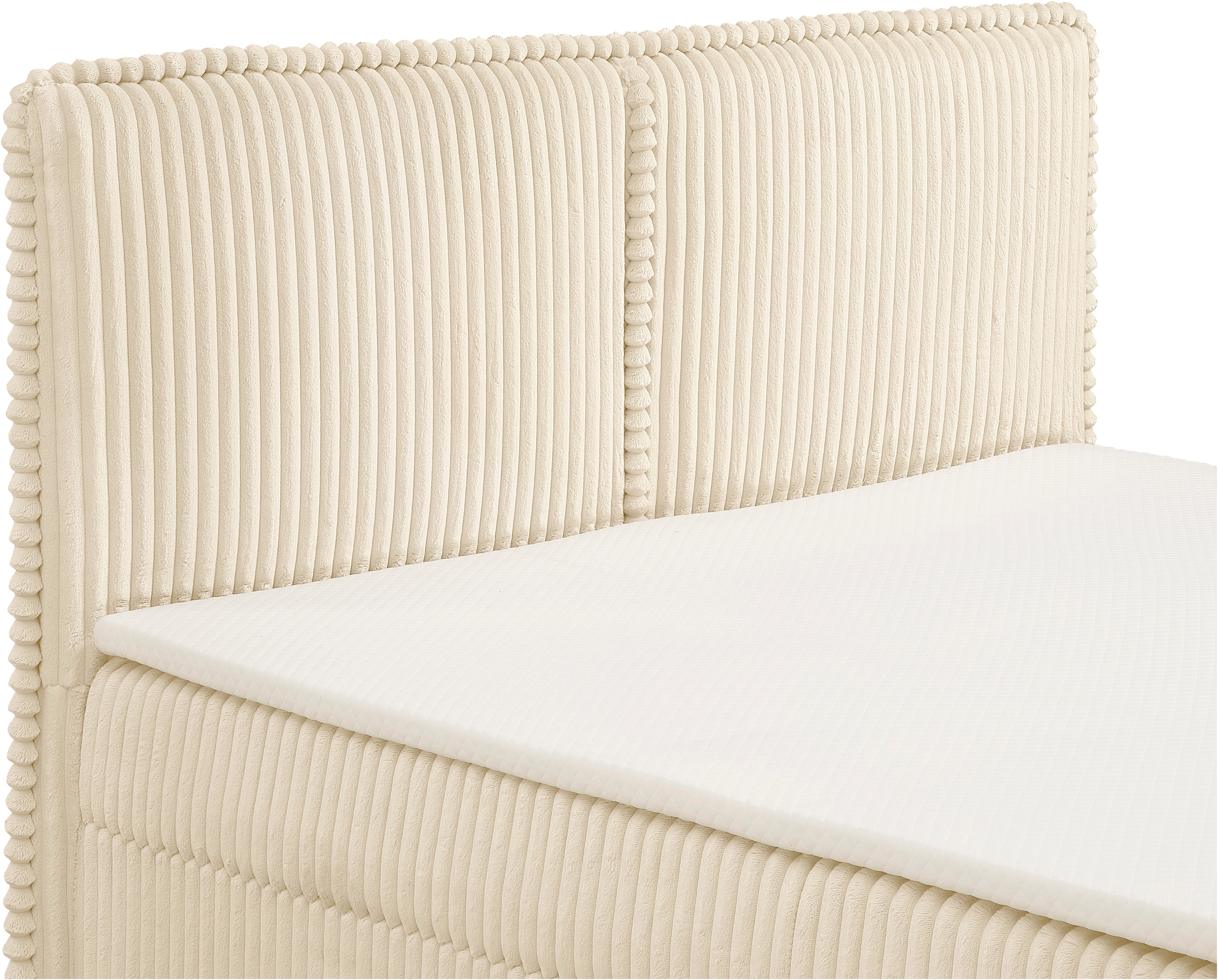 GOODproduct Polsterbett »TIFFANY, Boxbett mit Bettkasten, inkl. Taschenfederkernmatratze (H3)« mit Kaltschaumtopper, Breitcord-Bezug, 140x200 & 180x200 cm