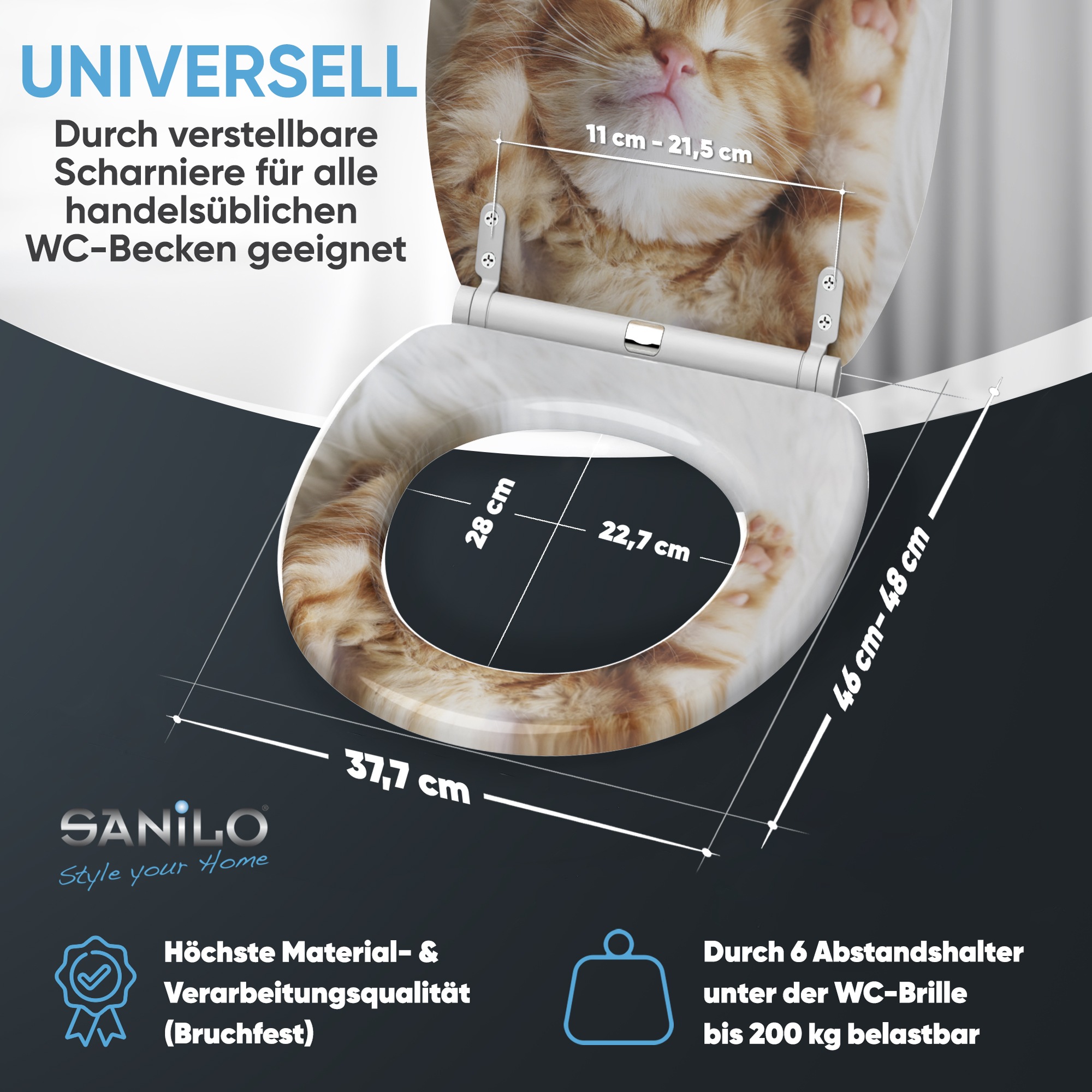 Sanilo WC-Sitz »Lilly mit Absenkautomatik & Quick Release« Premium Toilettendeckel, abnehmbar, leichte Montage von oben