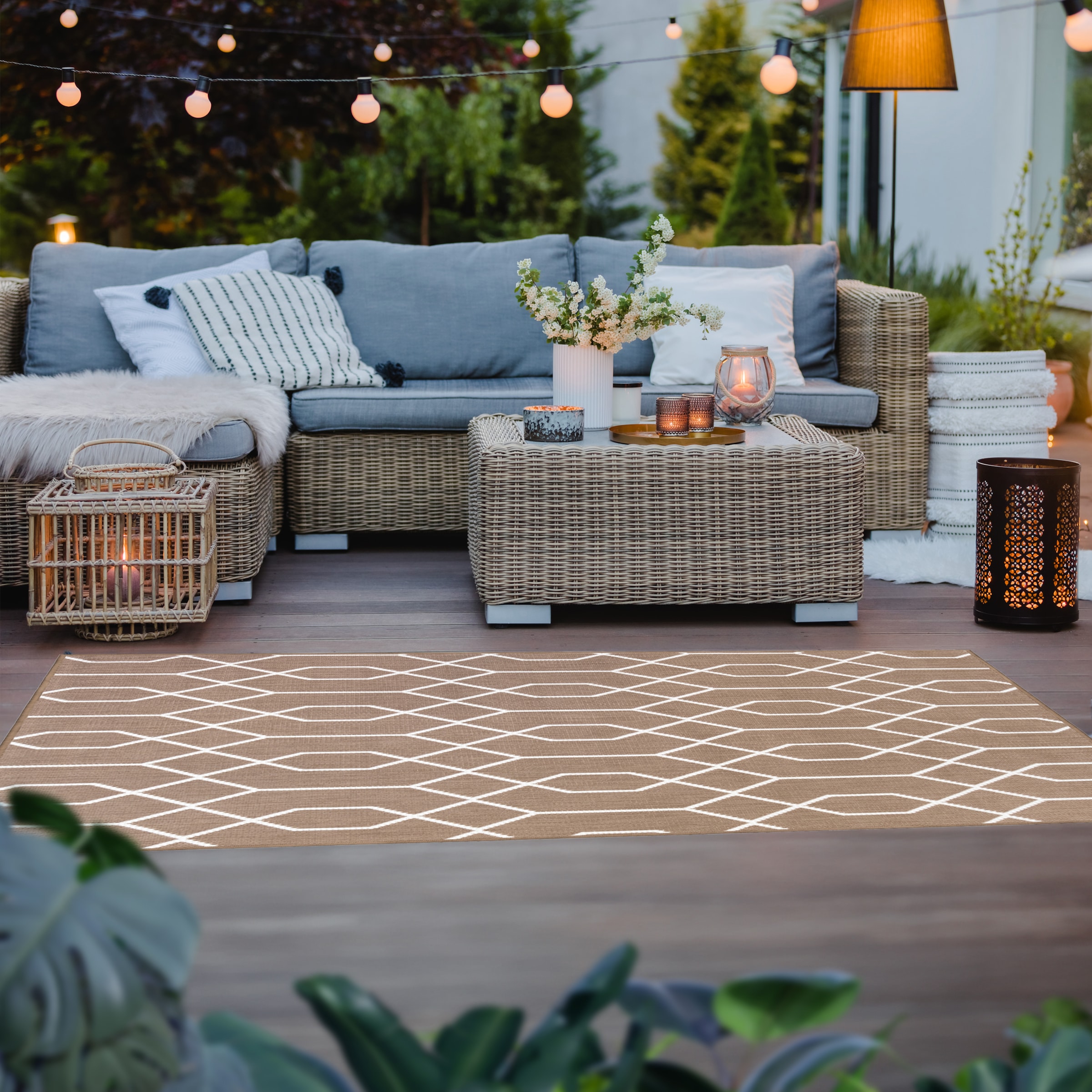 Primaflor-Ideen in Textil Teppich »Outdoorteppich REVERSO - Geo River« rechteckig 5 mm Höhe Wendeteppich, modernes Design, In- und Outdoor geeignet, wasserfest