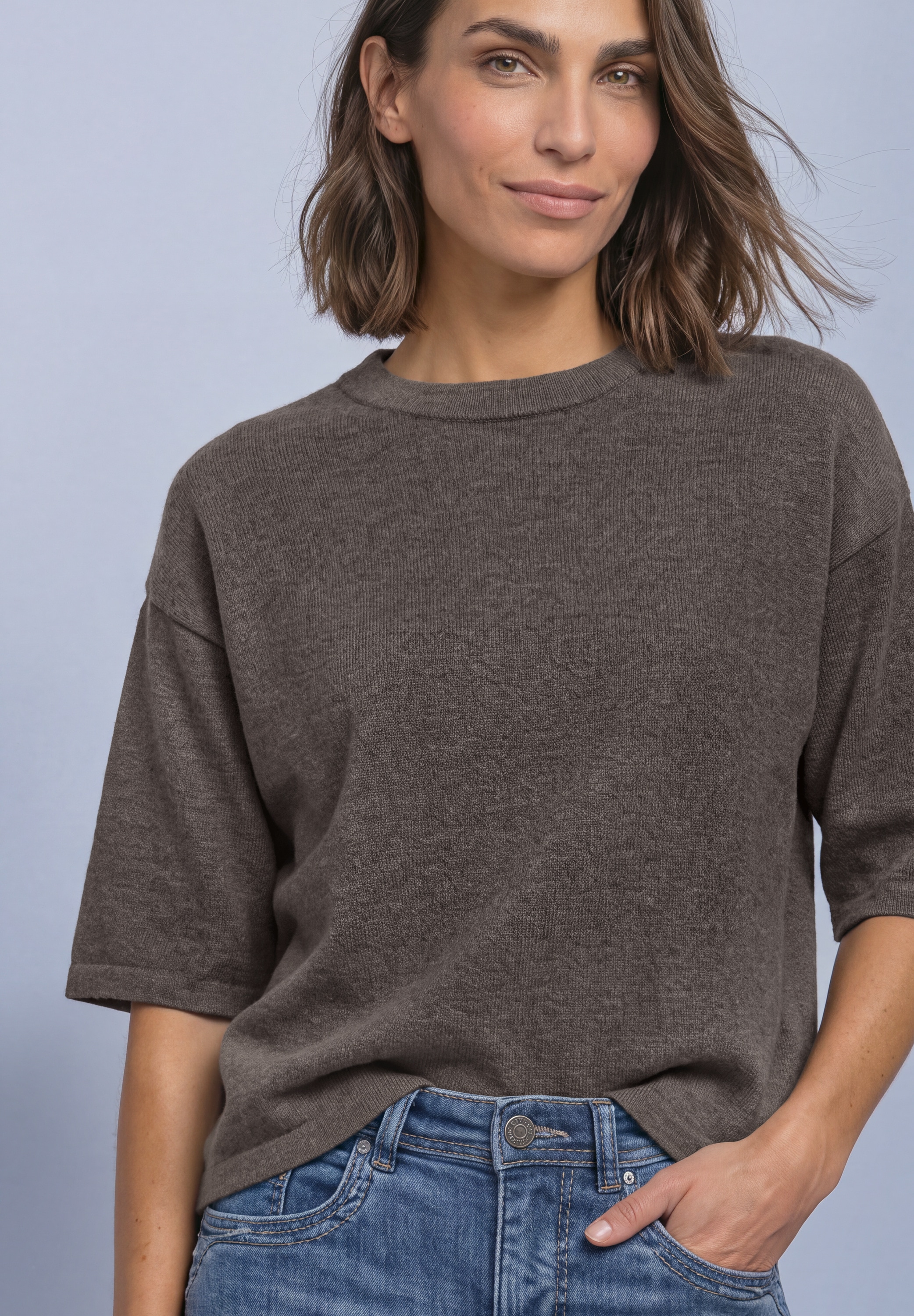 STREET ONE Strickpullover 3/4-Arm Pullover mit Rundhals