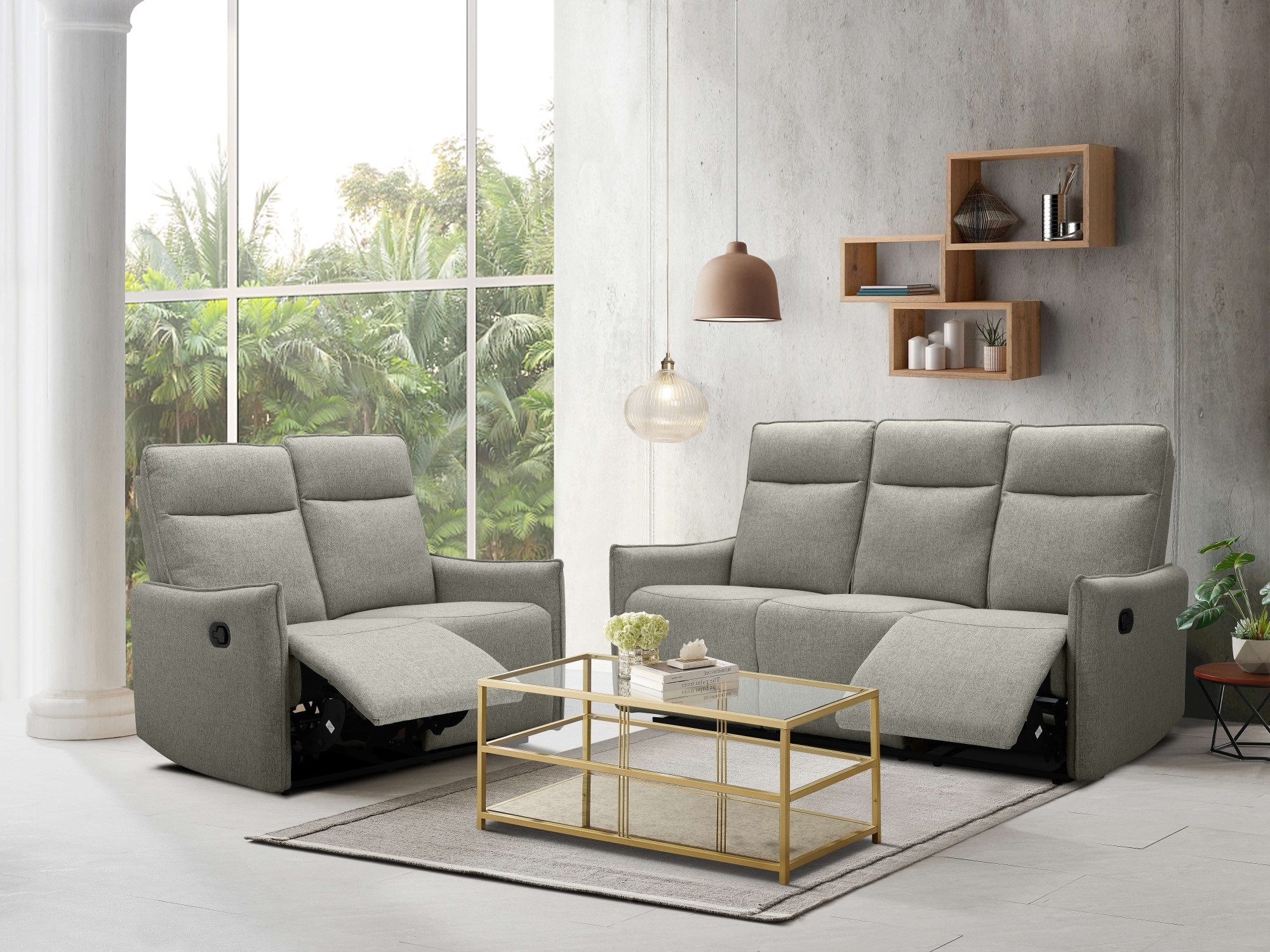 Dorel Home 3-Sitzer »Lugo, Kinosofa mit Reclinerfunktion in Kunstleder und Webstoff«, mit manueller Relaxfunktion in 2 Sitzen