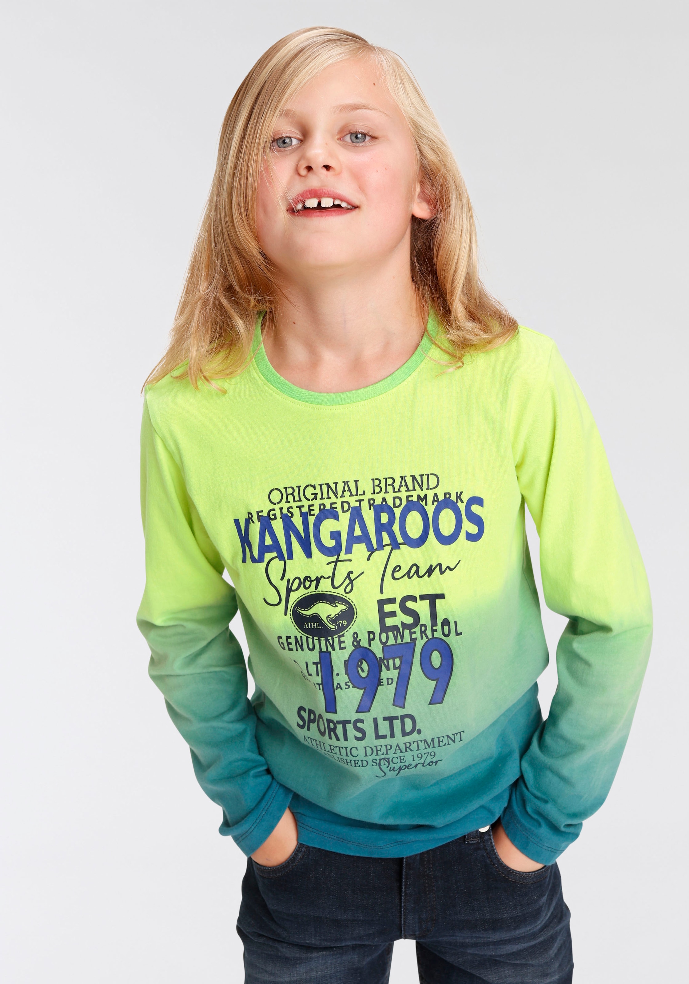 Trendige KangaROOS Langarmshirt Mindestbestellwert kaufen versandkostenfrei - Farbverlauf«, ohne »mit Dye Dip