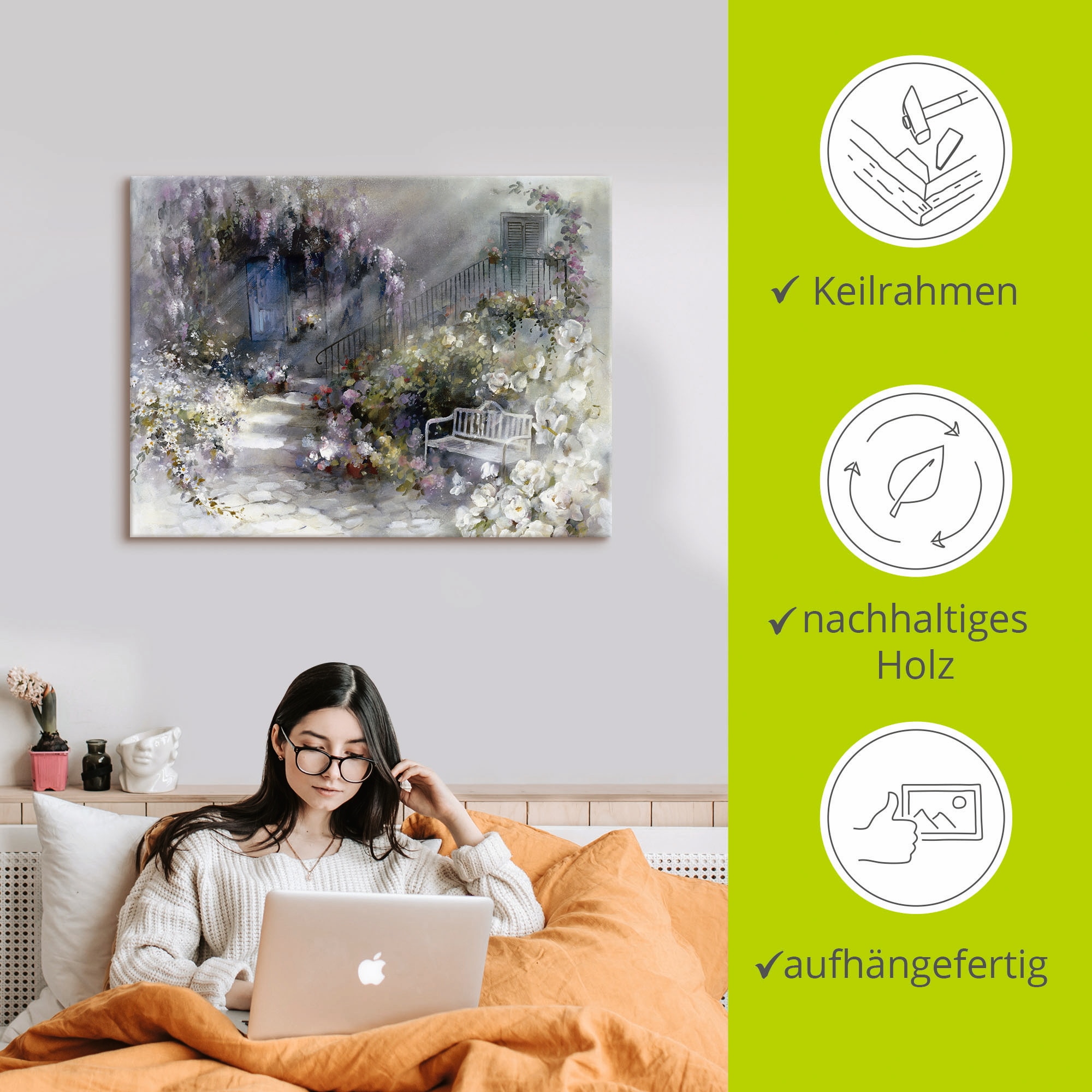 Artland Tableau sur toile »Wortlos« 1 cuis tlg. auf Holzrahmen gespannt