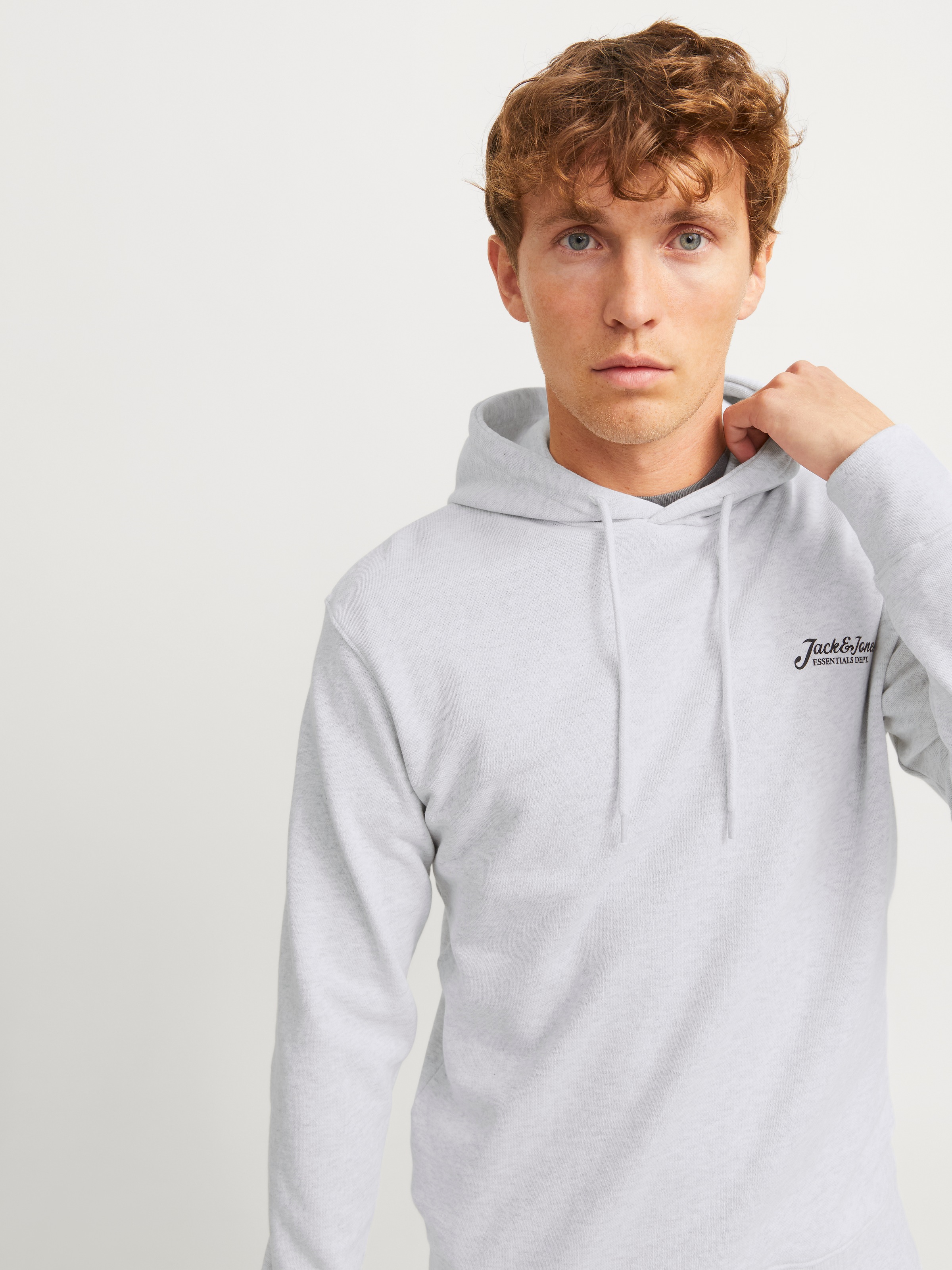 Jack & Jones Kapuzensweatshirt »JJBEAU – Sweater mit Logodruck, Slim Fit und Baumwolle«, unifarben, modisch, slim fit, angeraute Sweatware, Kapuze
