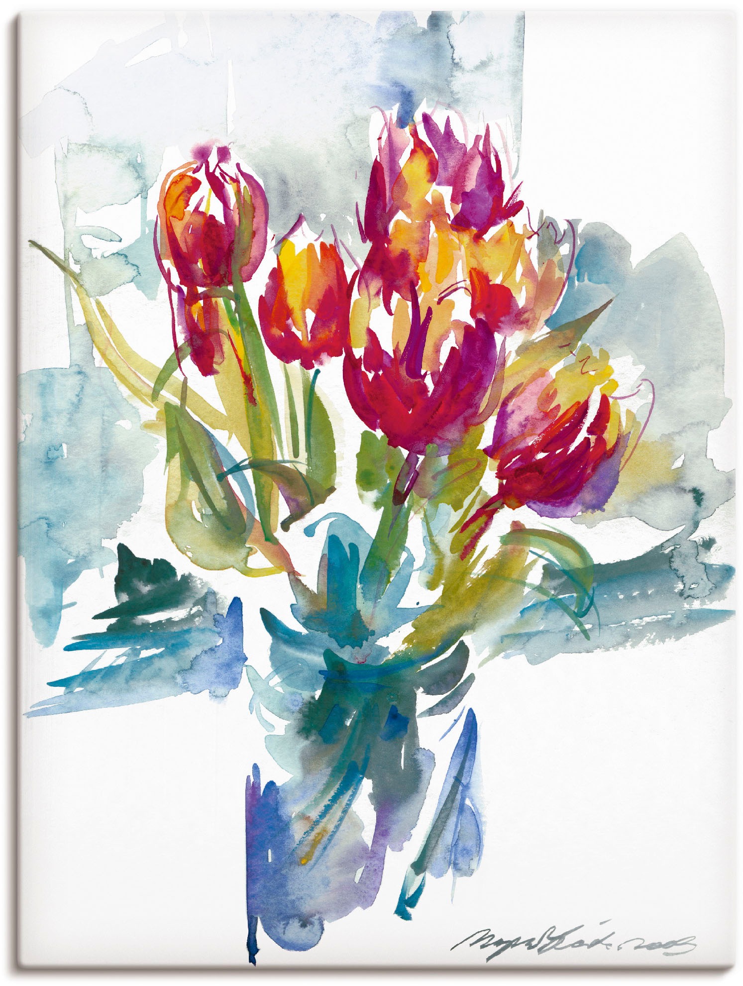 Image of Artland Leinwandbild "Blumenstrauss I" Blumen 1 Stk. tlg. auf Holzrahmen gespannt