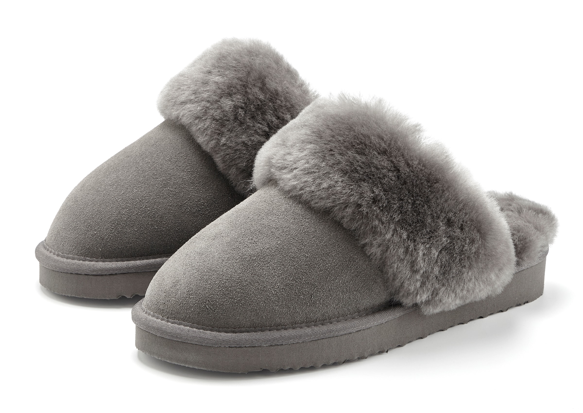 Image of Vivance Dreams Pantolette "Pantoffeln, Clogs, Schlappen, Hausschuh," mit kuscheligem Lammfell aus Leder