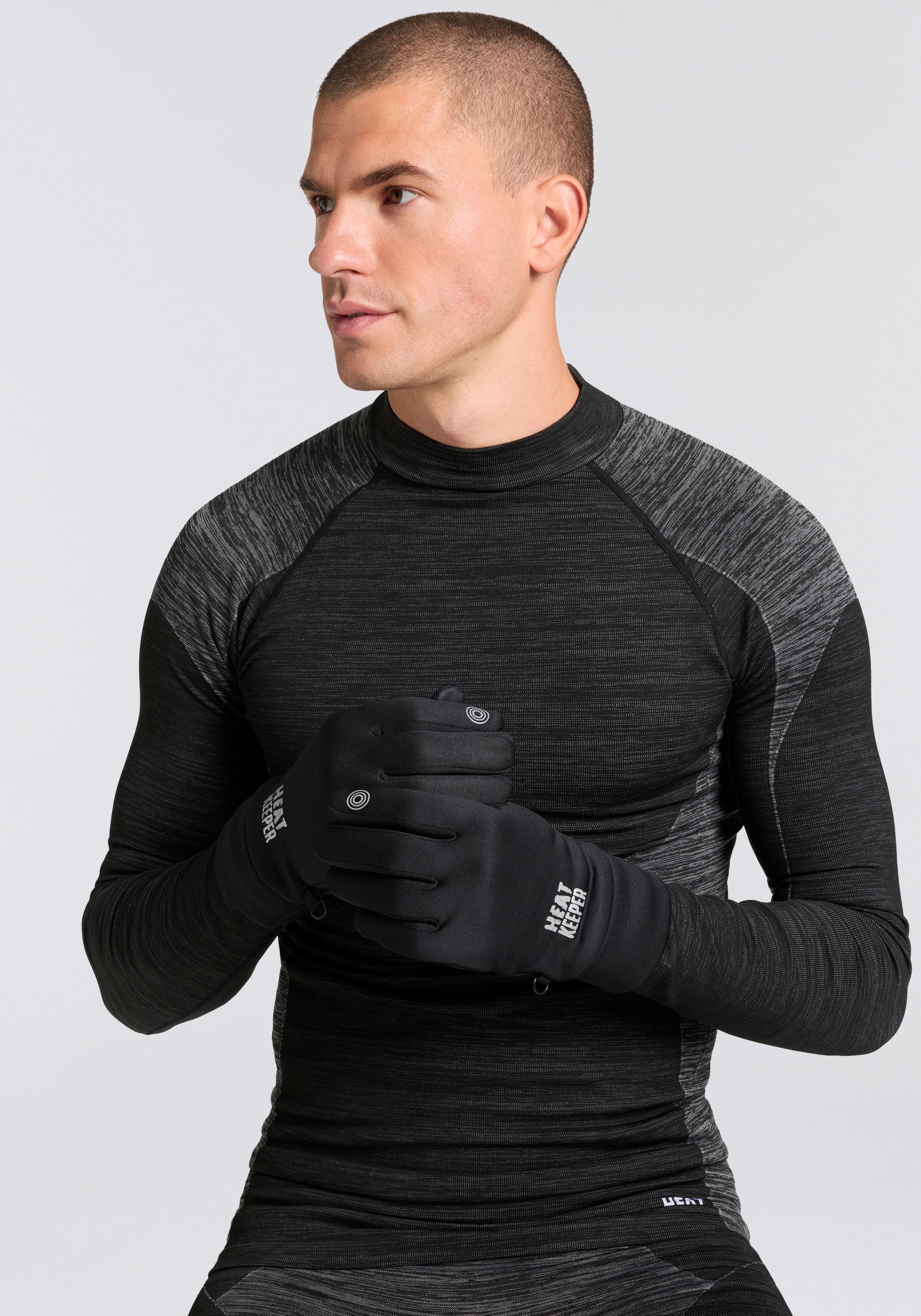 Heatkeeper Fleecehandschuhe mit Silikon-Finish an der Handfläche und I-Touch-Profile an Daumen