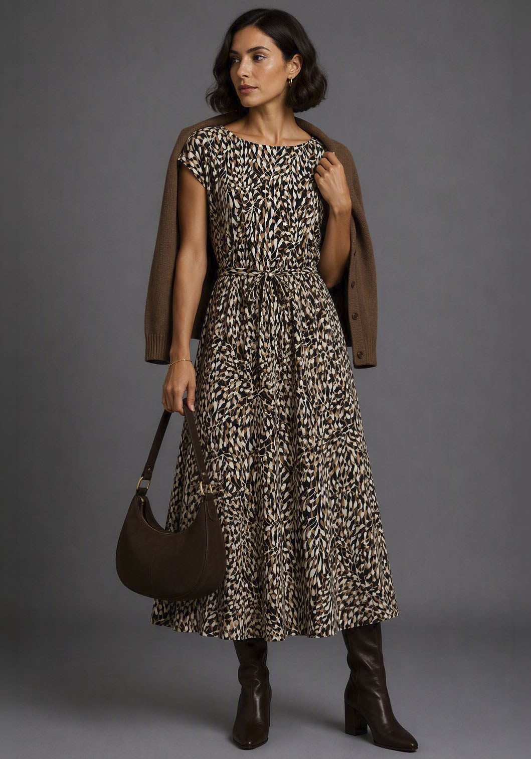 Image of Laura Scott Jerseykleid Midi-Länge, aus Jersey-Material, gemustert