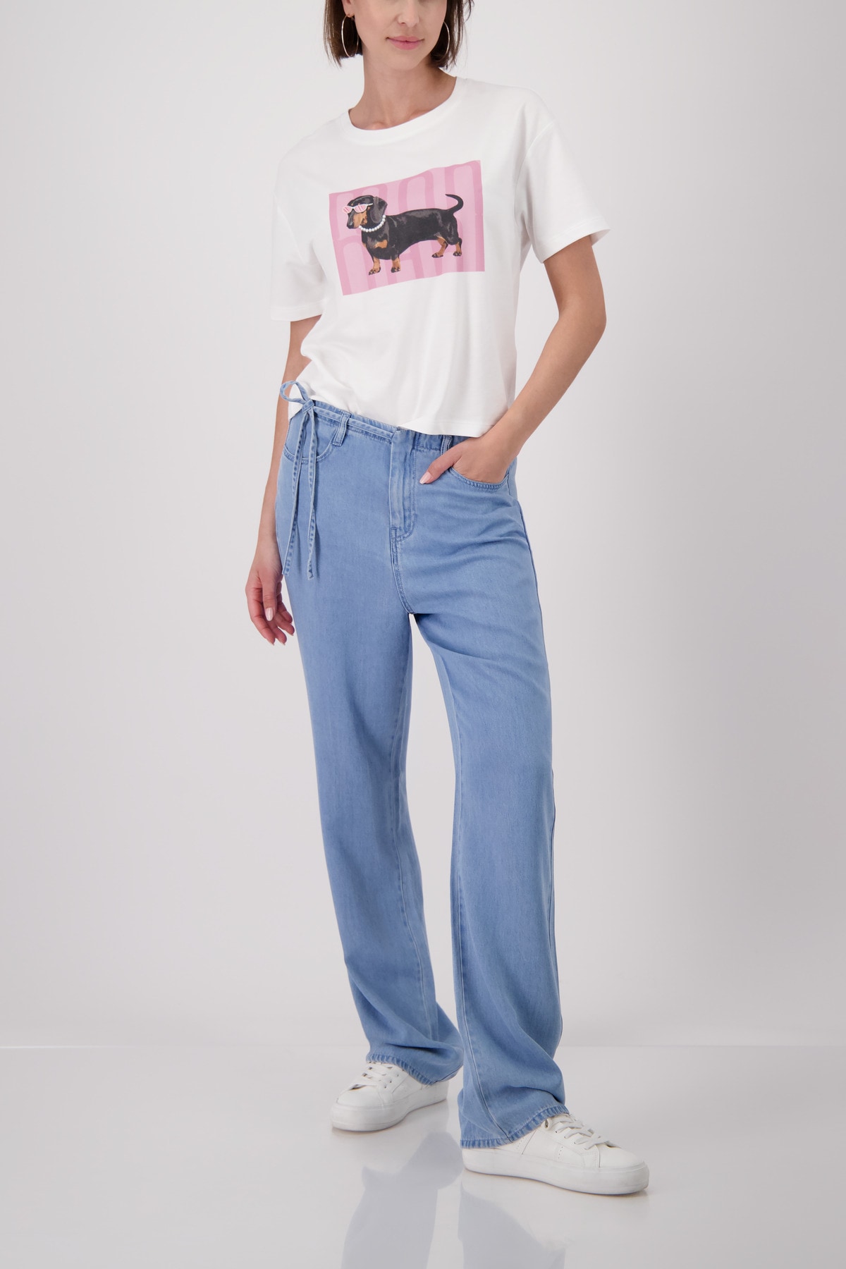 Monari Shirt à col rond »Shirt Dackel« avec impression frontale