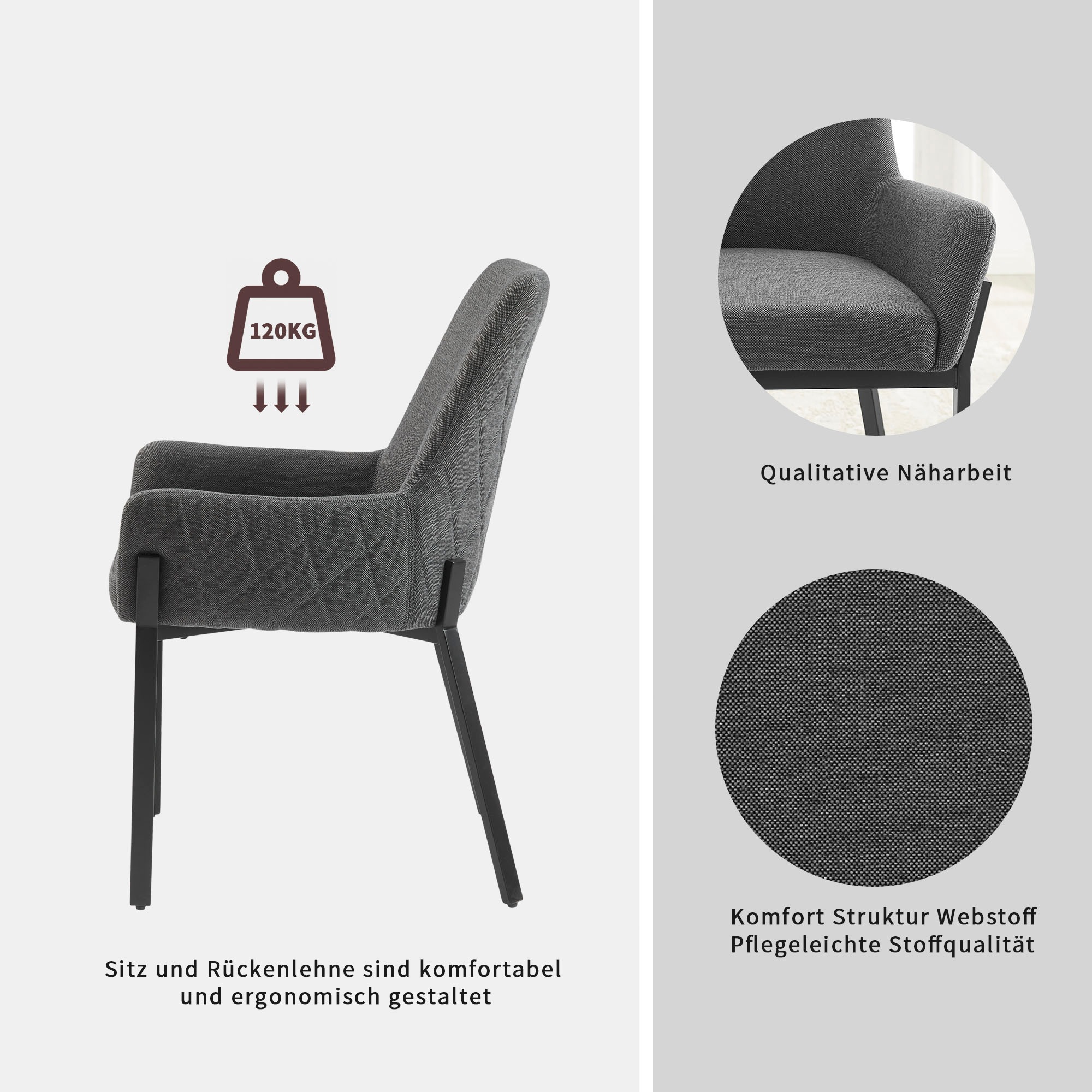 GOODproduct Chaise »Lome« () 1 cuismit pflegeleichtem Webstoff Bezug, Metallgestell, Sitzhöhe 49 cm