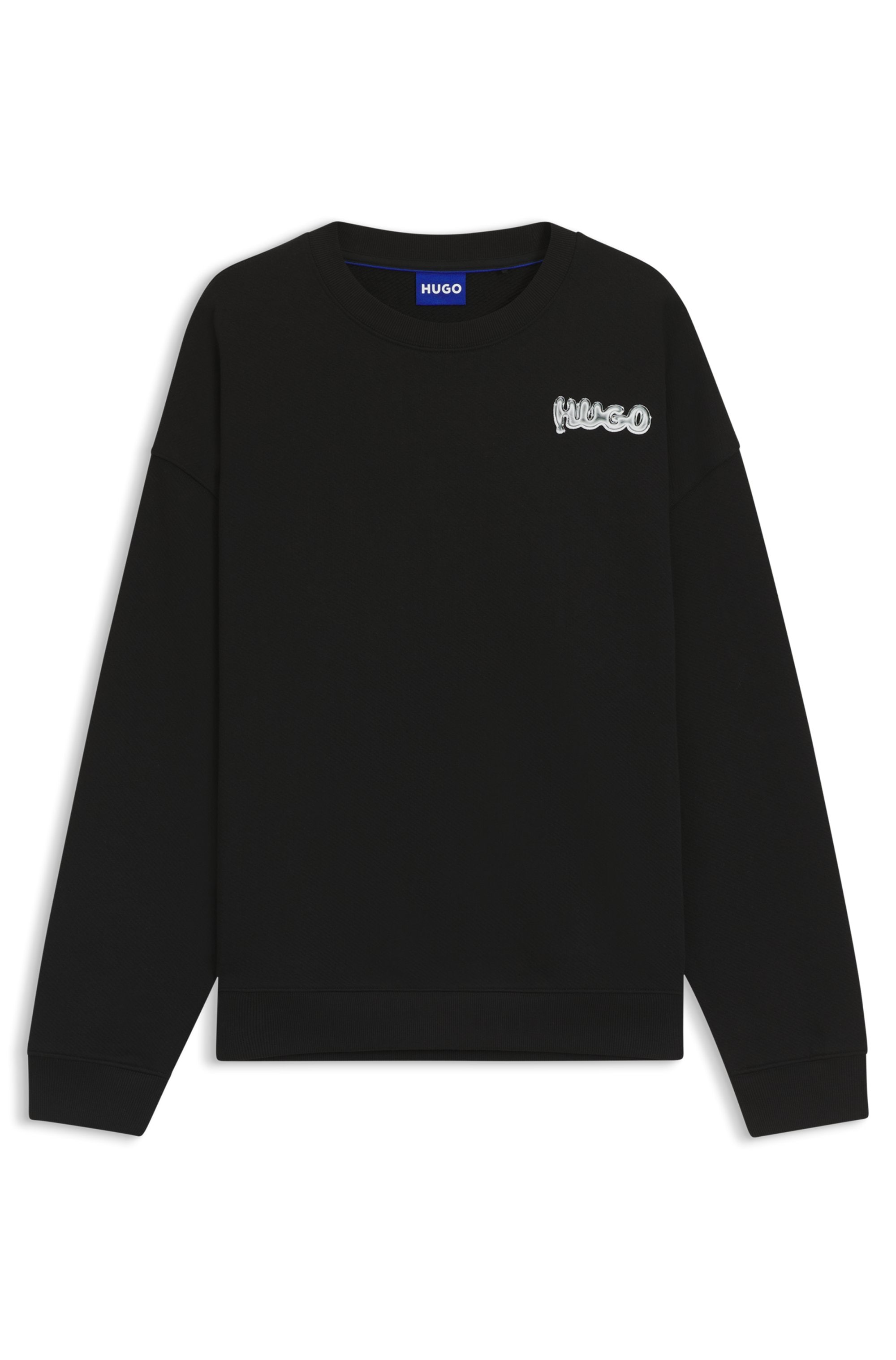 HUGO Blue Sweatshirt »Nyrocrew«, Rückenaufdruck in Chrom-Optik, Rundhalsausschnitt, Loose fit
