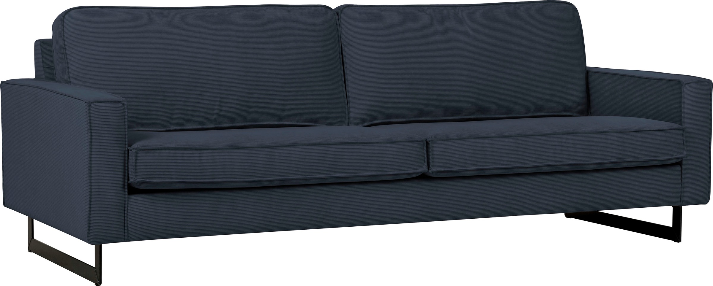 Places of Style 3-Sitzer »Maxi-Ausführung Pinto, 236 cm, Cord, Chenille, Lederoptik«, mit Keder, schwarze Metallfüsse, Wellenunterfederung
