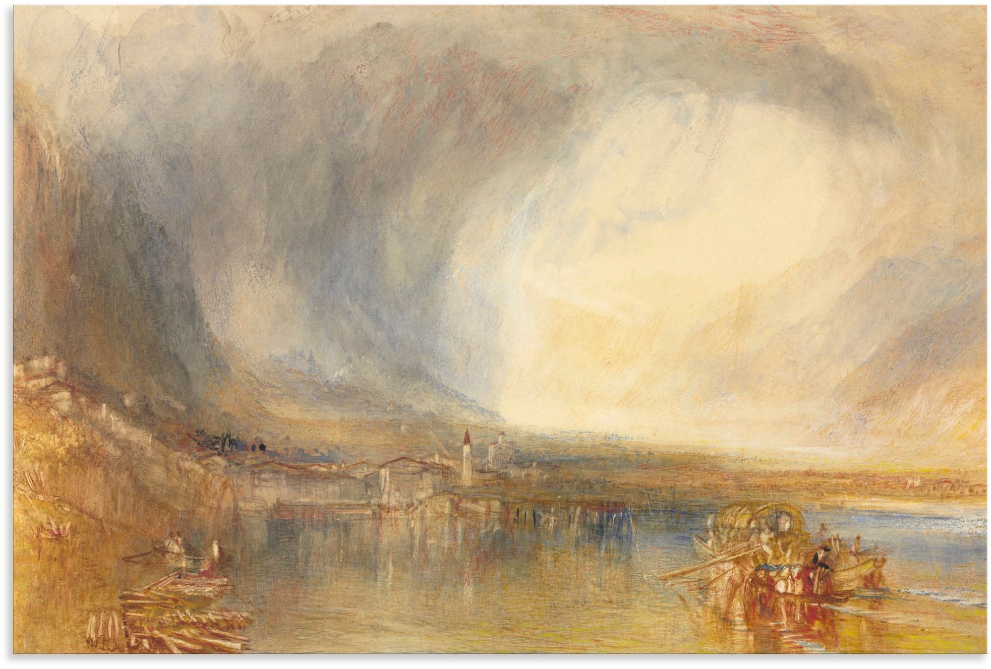 Image of Artland Wandbild »Flüelen vom Vierwaldstättersee aus. 1845«, Bilder von Amerika, (1 St.), in vielen Grössen & Produktarten - Alubild / Outdoorbild für den Aussenbereich, Leinwandbild, Poster, Wandaufkleber / Wandtattoo auch für Badezimmer geeignet bei Ack