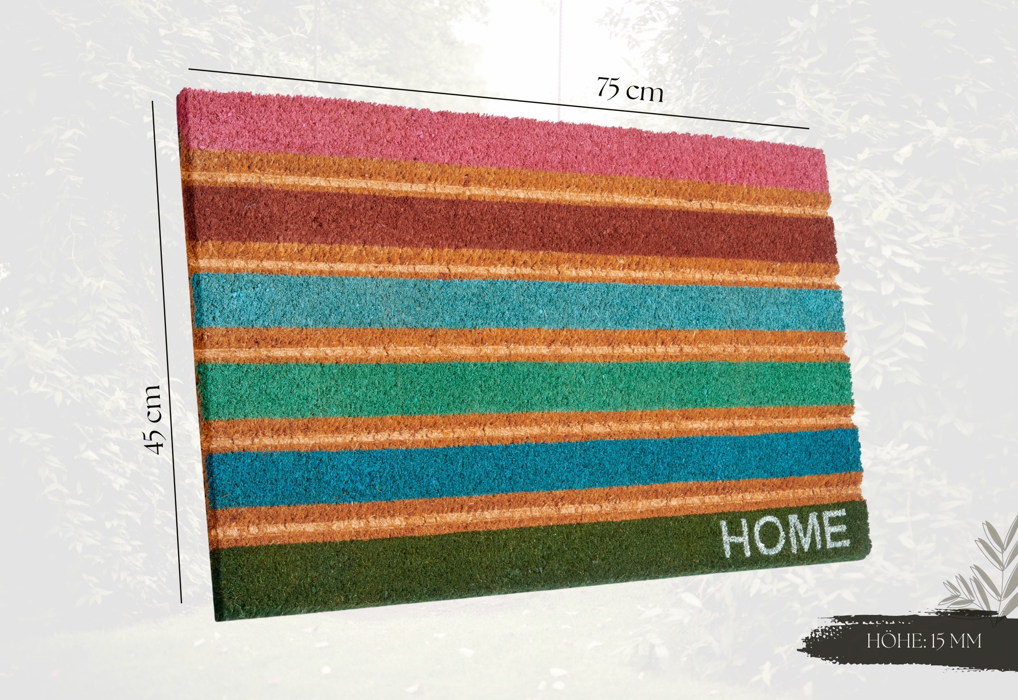 HANSE Home Fussmatte »Mix Mats Kokos Colorful Stripes, Türmatte«, rechteckig, 15 mm Höhe, Strapazierfähig, pflegeleicht, robust, wetterfest, UV-beständig