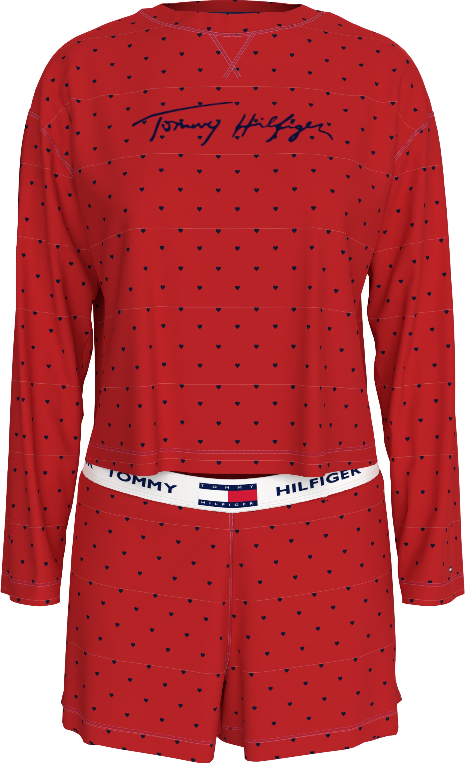 Tommy Hilfiger Underwear Pyjama »LS SHORT PRT PJ SET«, (Set, 2 tlg., 2tlg), mit Herzen Allover-Muster
