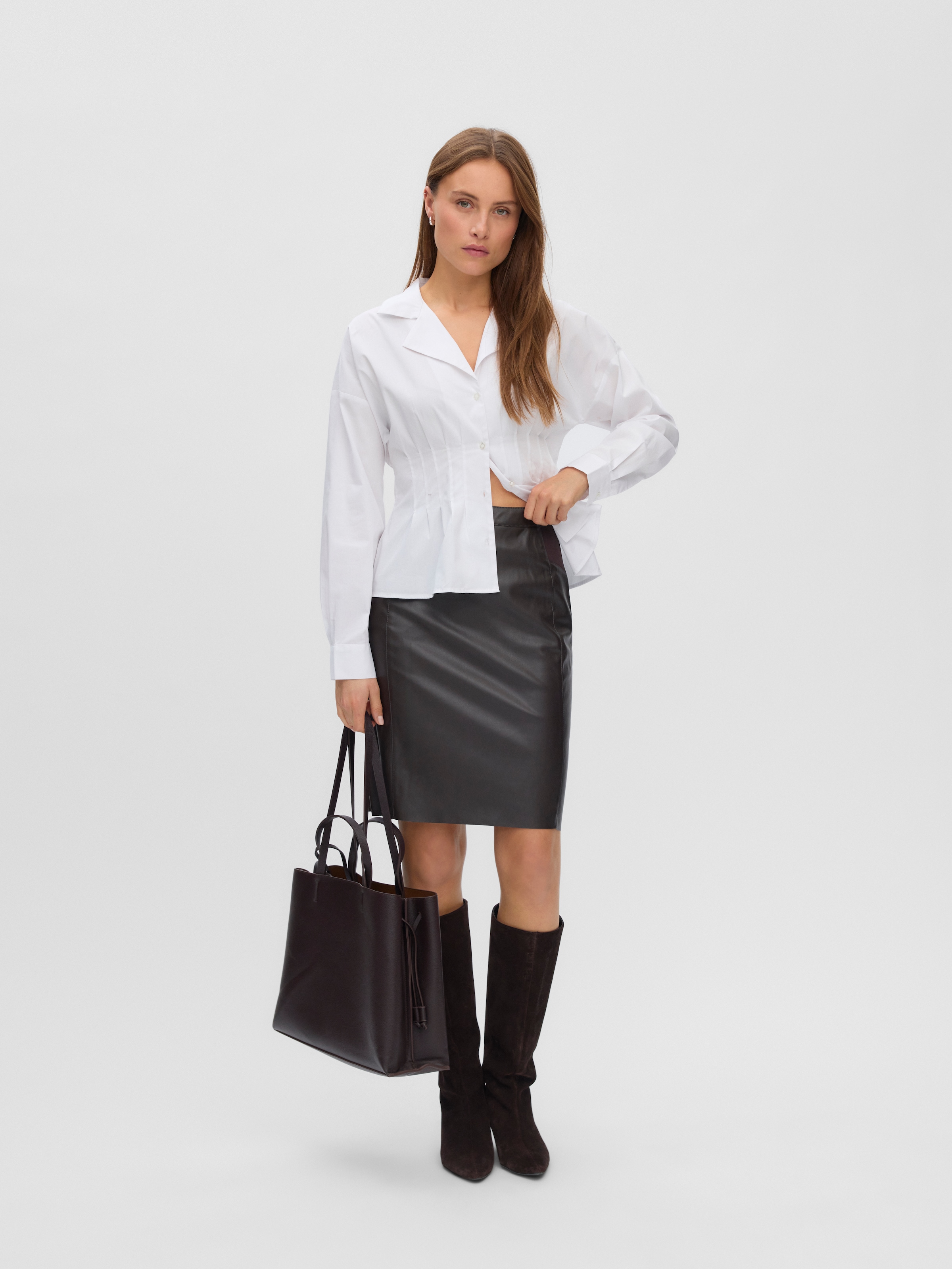 Vero Moda Jupe en similicuir »VMBUTTERSIA HW COATED SKIRT NOOS« Imitation cuir, taille haute