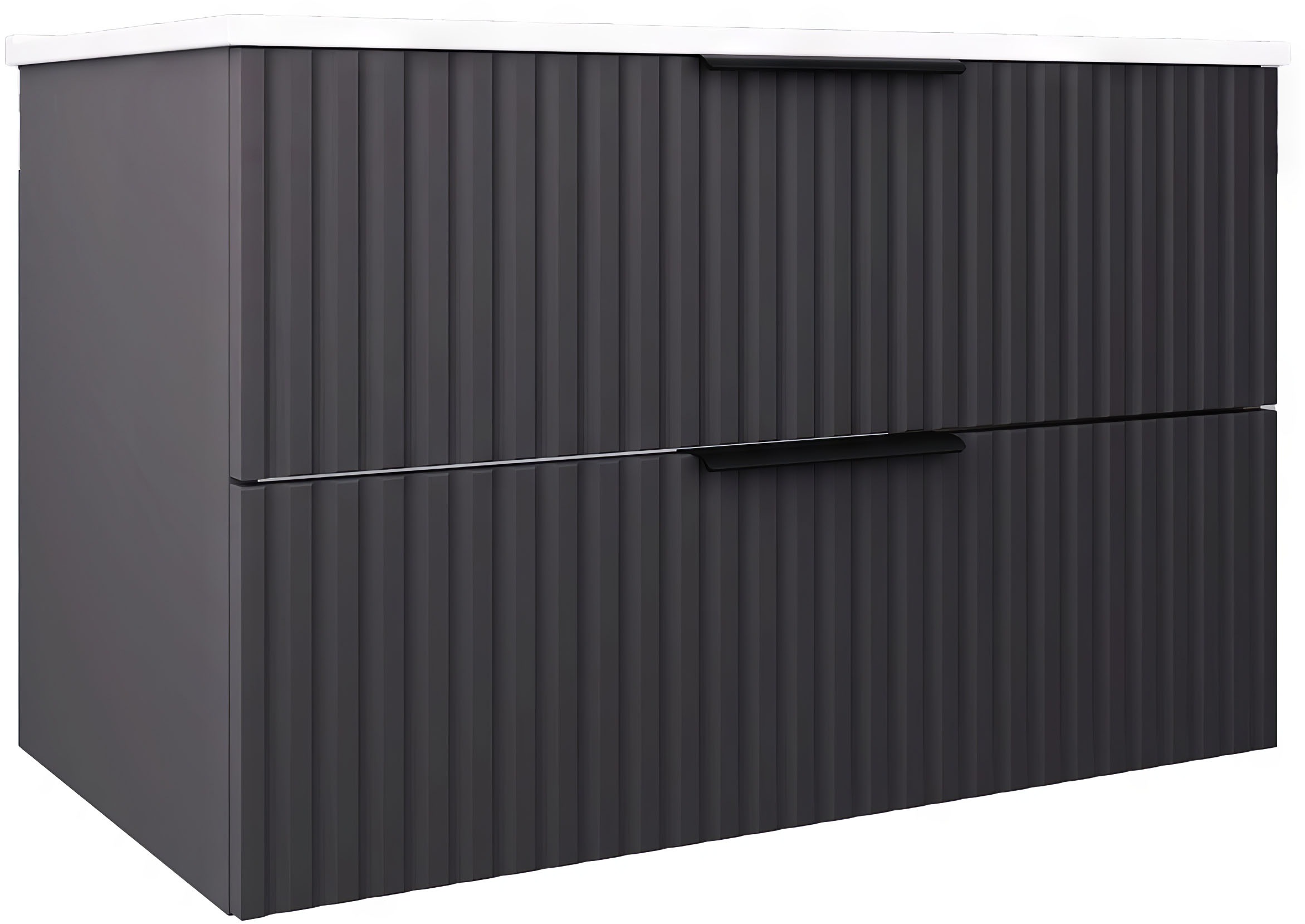 welltime Waschtisch "TIBU mit Waschbecken. 2 Schubladen. 2 Breiten (60/80cm) und 4 Farben" Badschrank mit Waschbecken, Softclose, Maße B/H/T: 81,5/53/47 cm