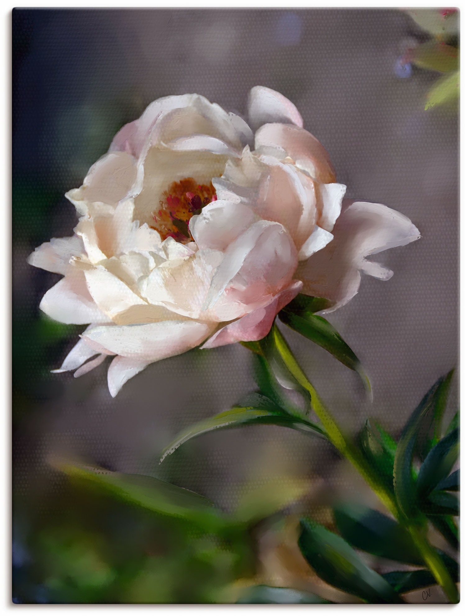 Image of Artland Leinwandbild "Pfingstrose Vintage" Blumenbilder 1 Stk. tlg. auf Holzrahmen gespannt