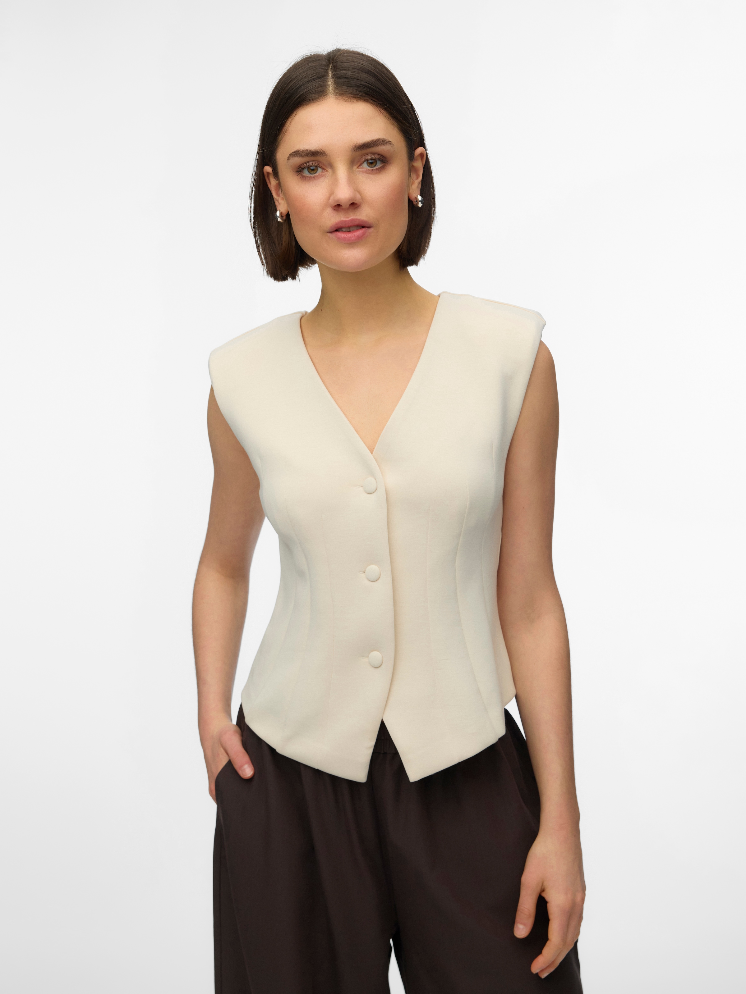 Image of Vero Moda Jerseyweste "VMSCARLET SL FITTED TOP JRS EXP" Materialmix mit Stretch, regular fit