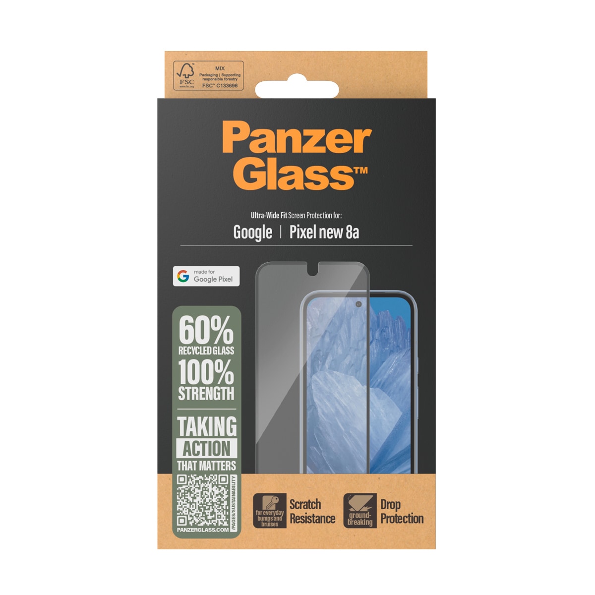CARE by PanzerGlass Verre de protection d'écran »Ultra-Wide Fit Screen Protection« für Google Pixel 9a Displayschutzfolie, Schutzfolie, Bildschirmschutz, kratz- & stossfest