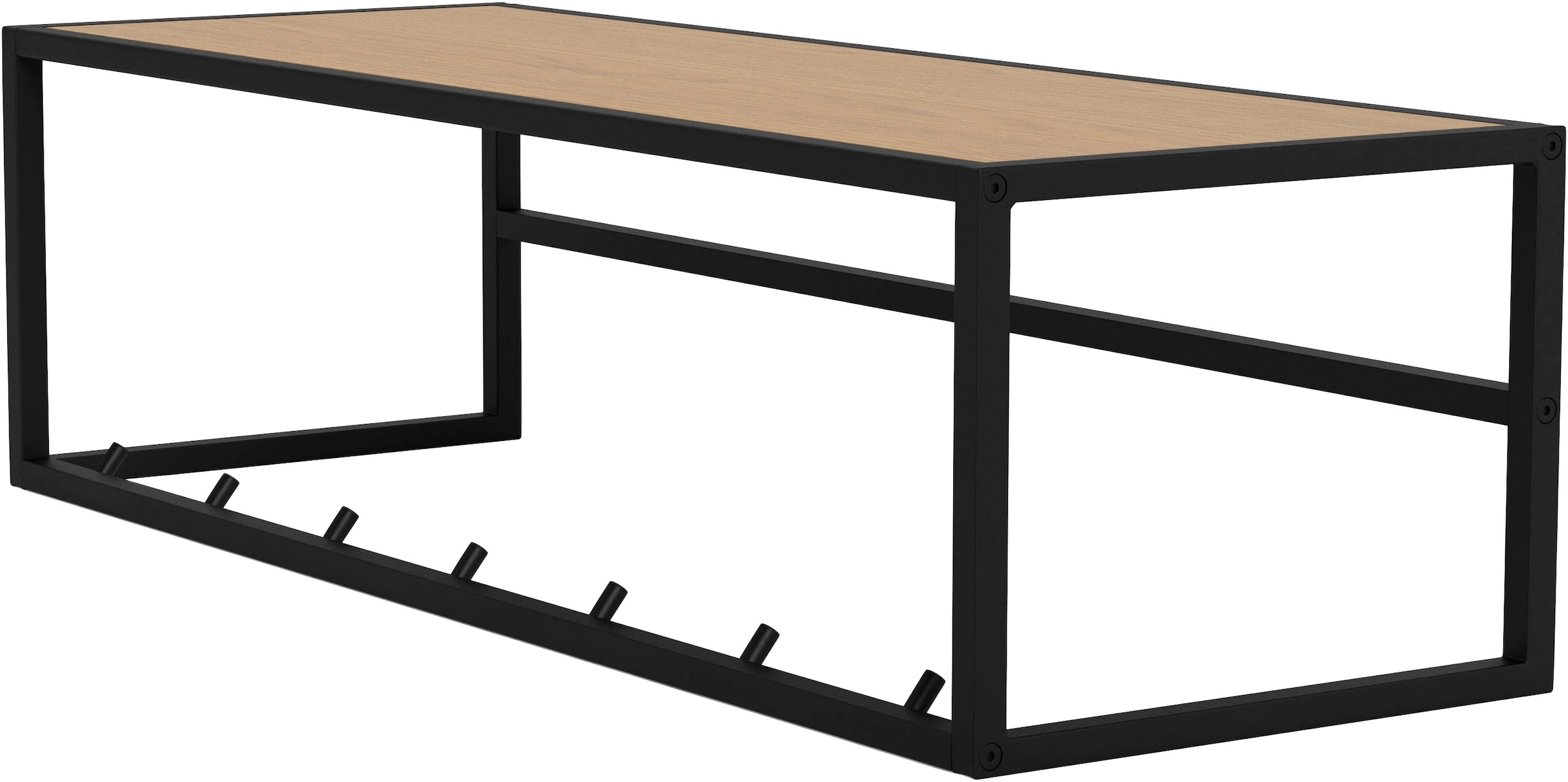 Image of ACTONA GROUP Garderobenpaneel "Seaford Garderobenpanel – modernes Kleiderhakenbrett" Platzsparendes Design mit Stahlrahmen & Wildeiche-Optik