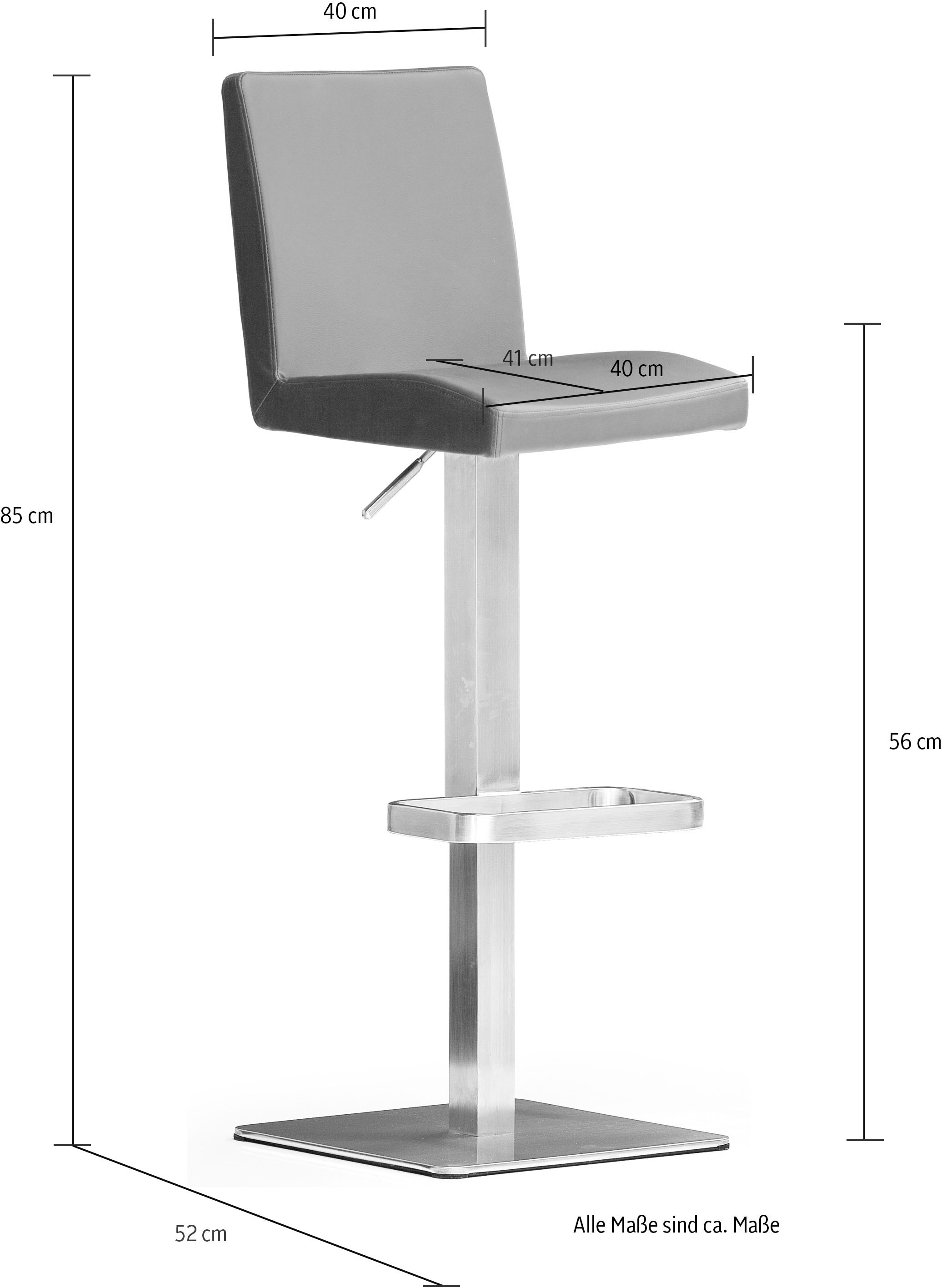 MCA furniture Bistrostuhl »BARBECOOL«, mit Rückenlehne,Bodenplatte eckig, 180° drehbar, Sitzhöhe von 56-81 cm