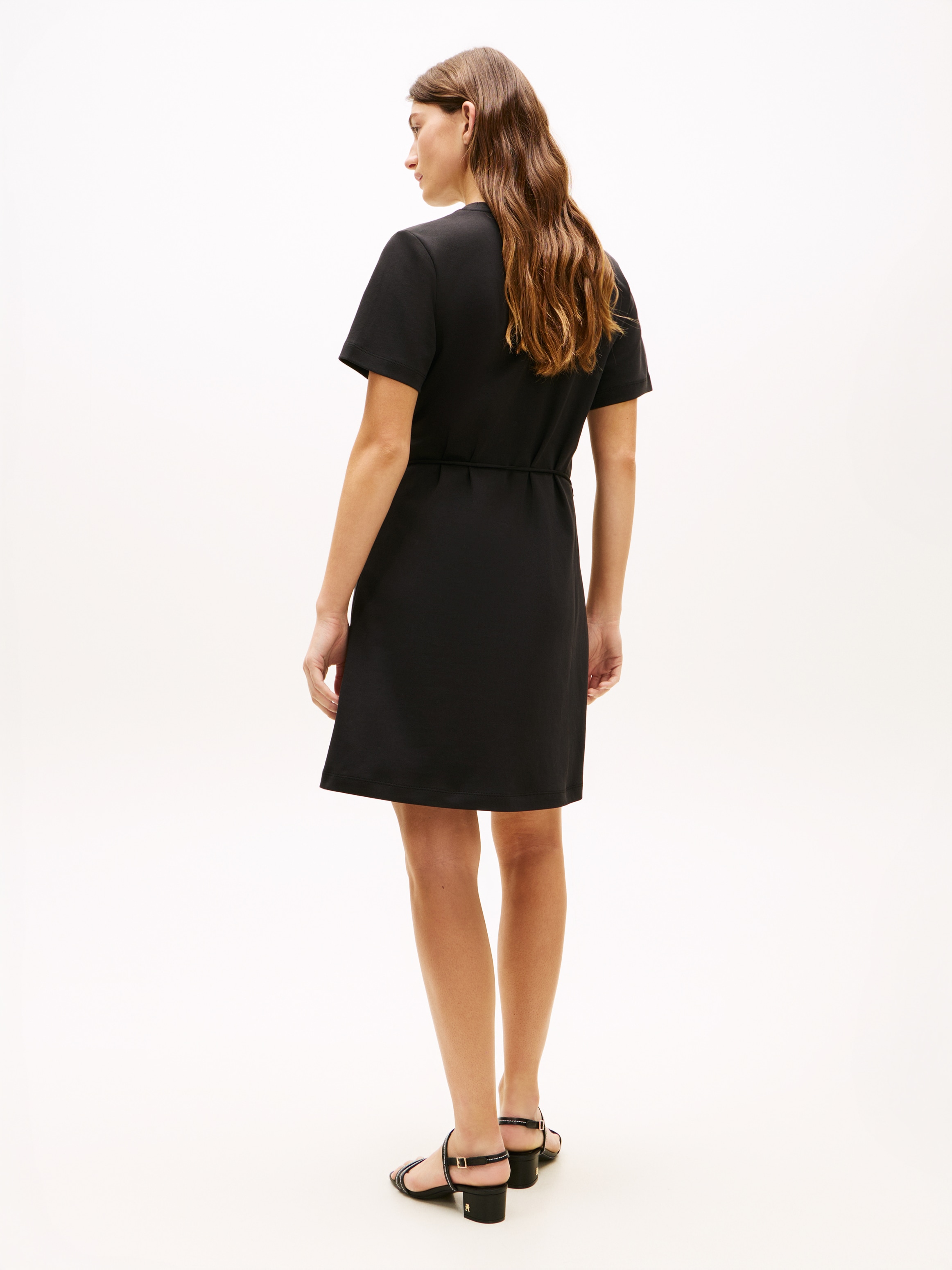 Tommy Hilfiger Robe t-shirt »INTERLOCK T-SHIRT SHORT SLEEVE DRESS« mit Bindegürtel, knielang