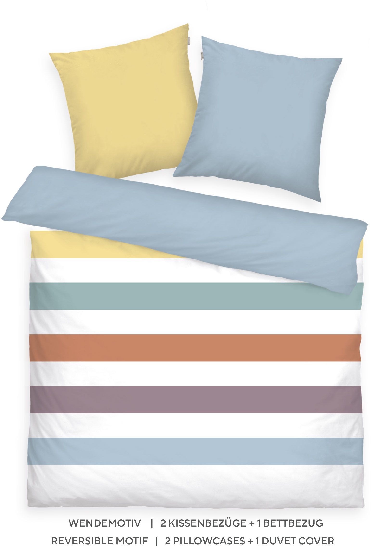 Image of TOM TAILOR HOME Bettwäsche "COLORED STRIPES in Gr. 135x200cm, 155x220cm, 200x220cm oder 100x135cm" 3 Stk. new bedroom, gewebtes Label