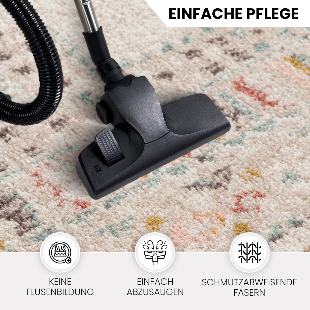 Livabliss Teppich »JAIPUR«, rechteckig, 13 mm Höhe, Skandinavischer Teppich, Kurzflor Boho-Wohnzimmerteppich, Läufer