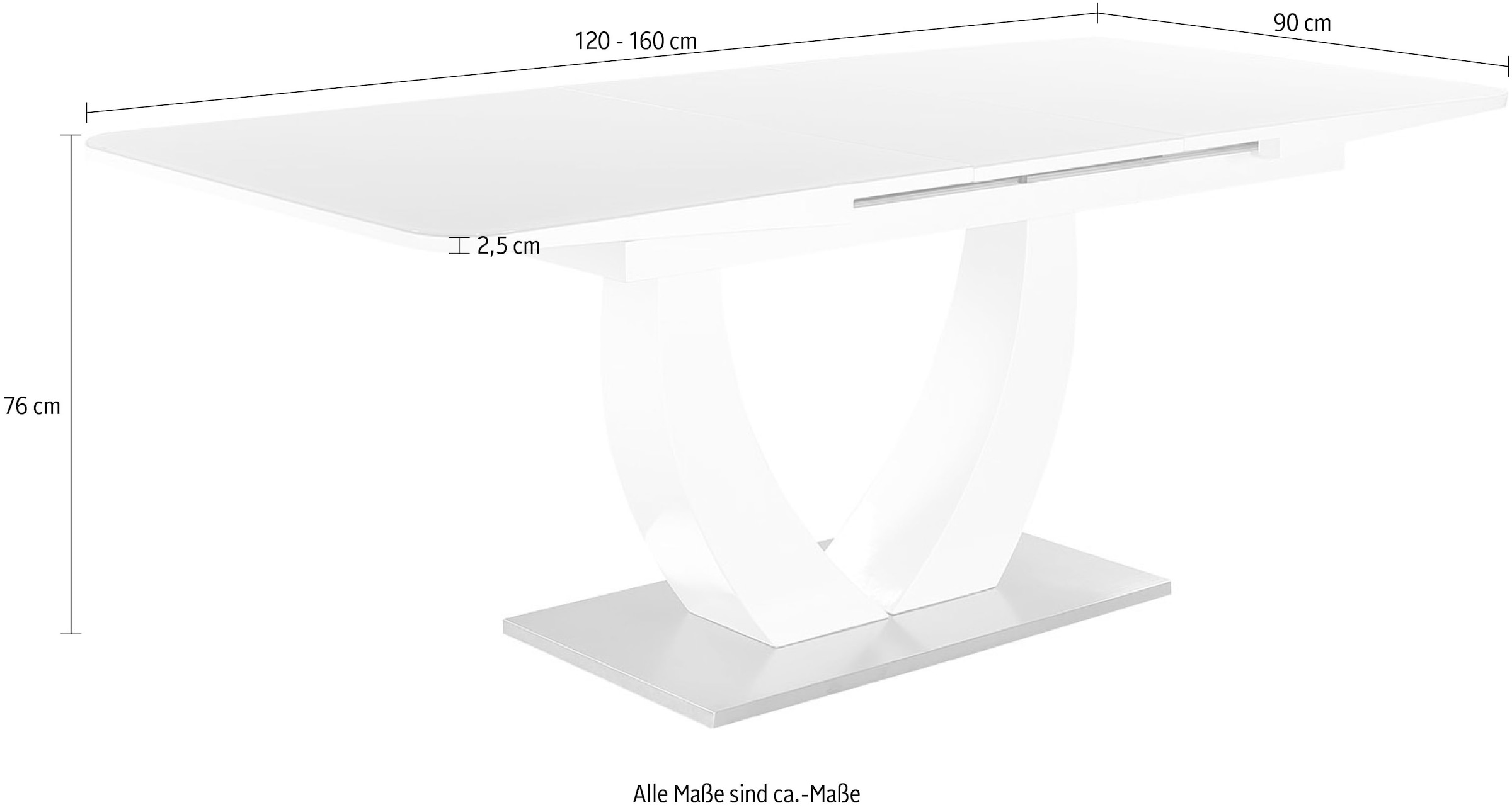 Jockenhöfer Gruppe Table de salle à manger »Ulm« Hochglanz, mit Synchronauszug, Breite 160-200 cm