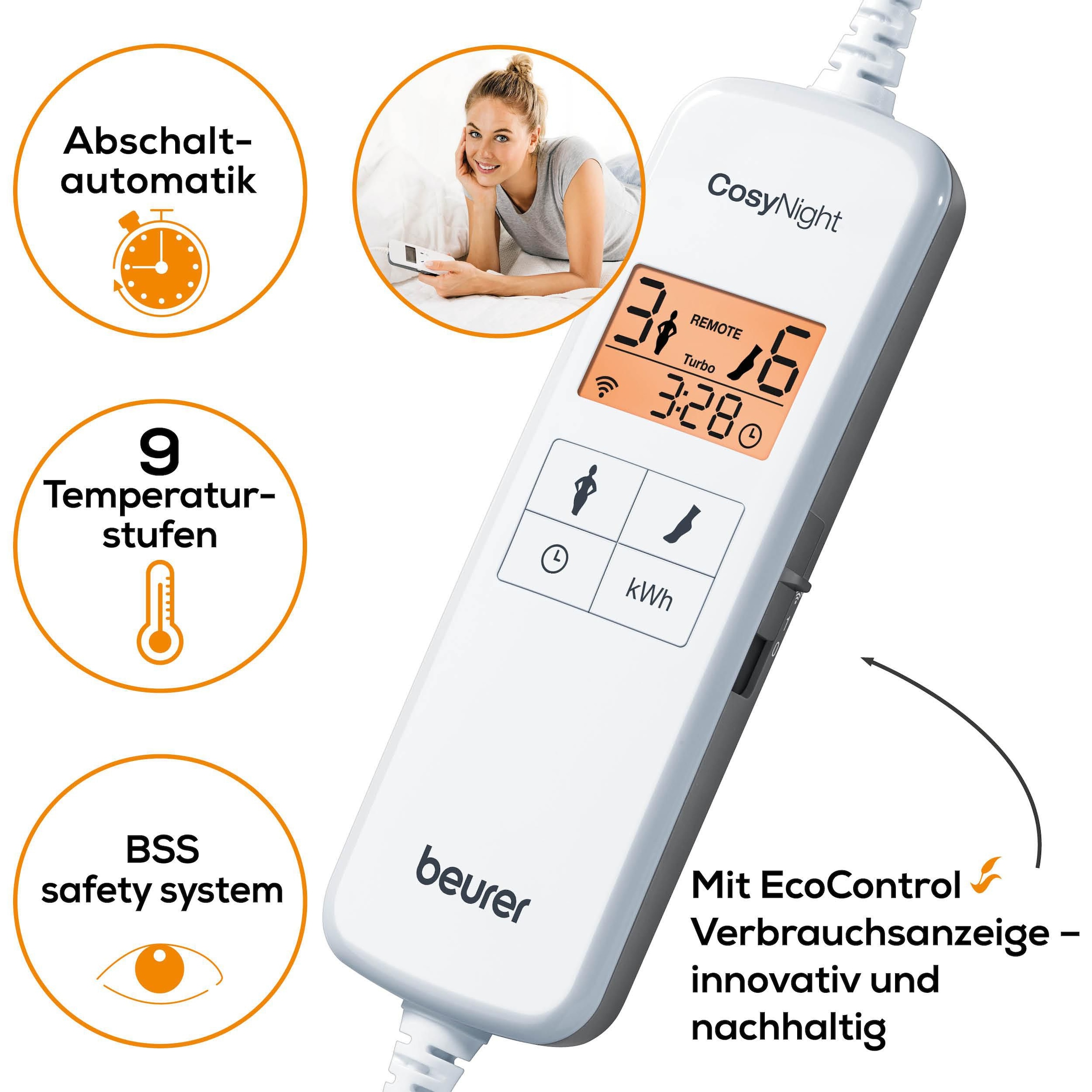 BEURER Wärmeunterbett »UB 190 mit 2 Wärmezonen und App-Steuerung«, Mit 9 Temperaturstufen, Abschaltautomatik und Sicherheitssystem